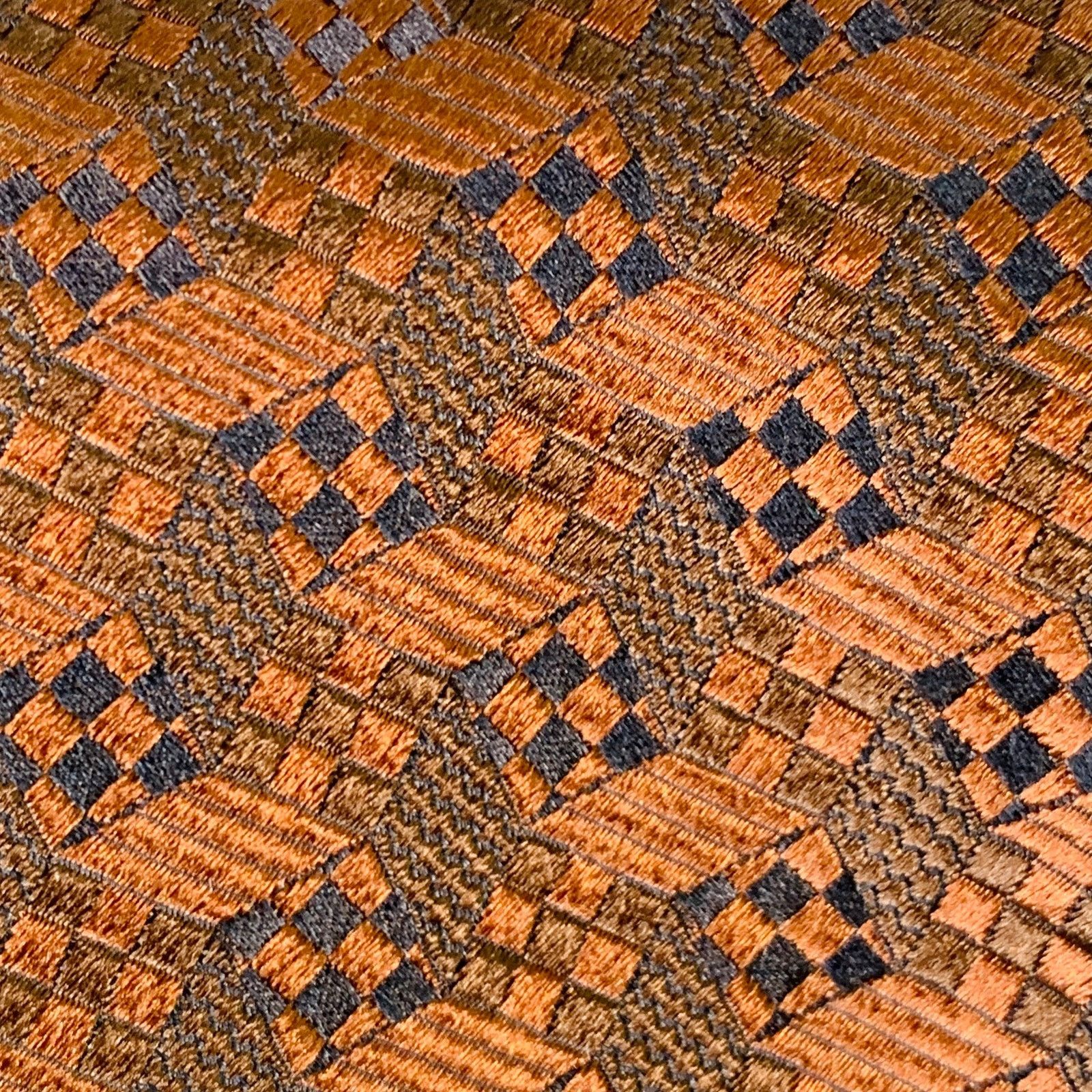 Versace GIANNI VERSACE Brown Black Geometric Jacquard Silk Tie Size ONE SIZE - 2 Thumbnail
