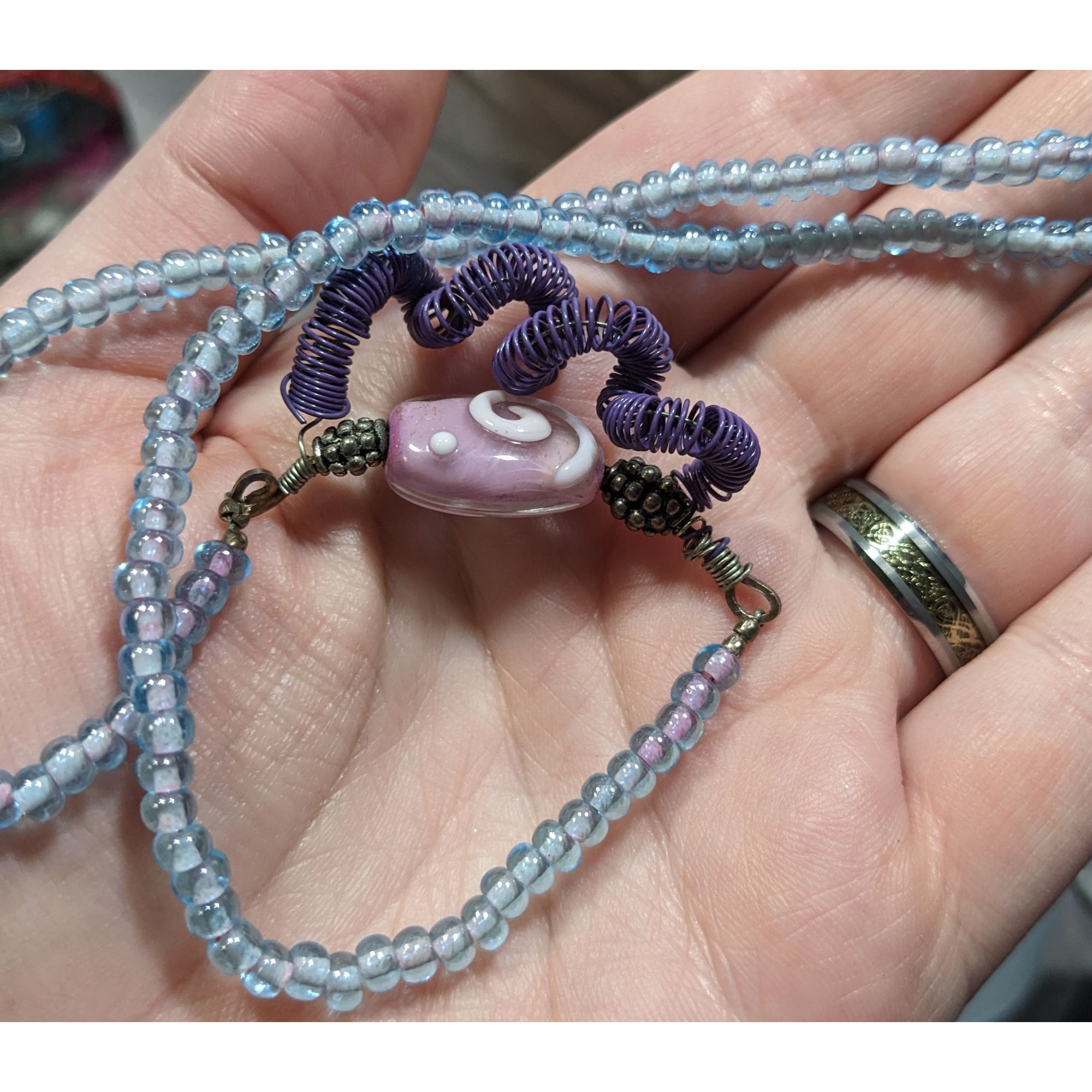 Other Handmade Purple And Blue Glass And Wire Wrap Necklace Size ONE SIZE - 3 Thumbnail