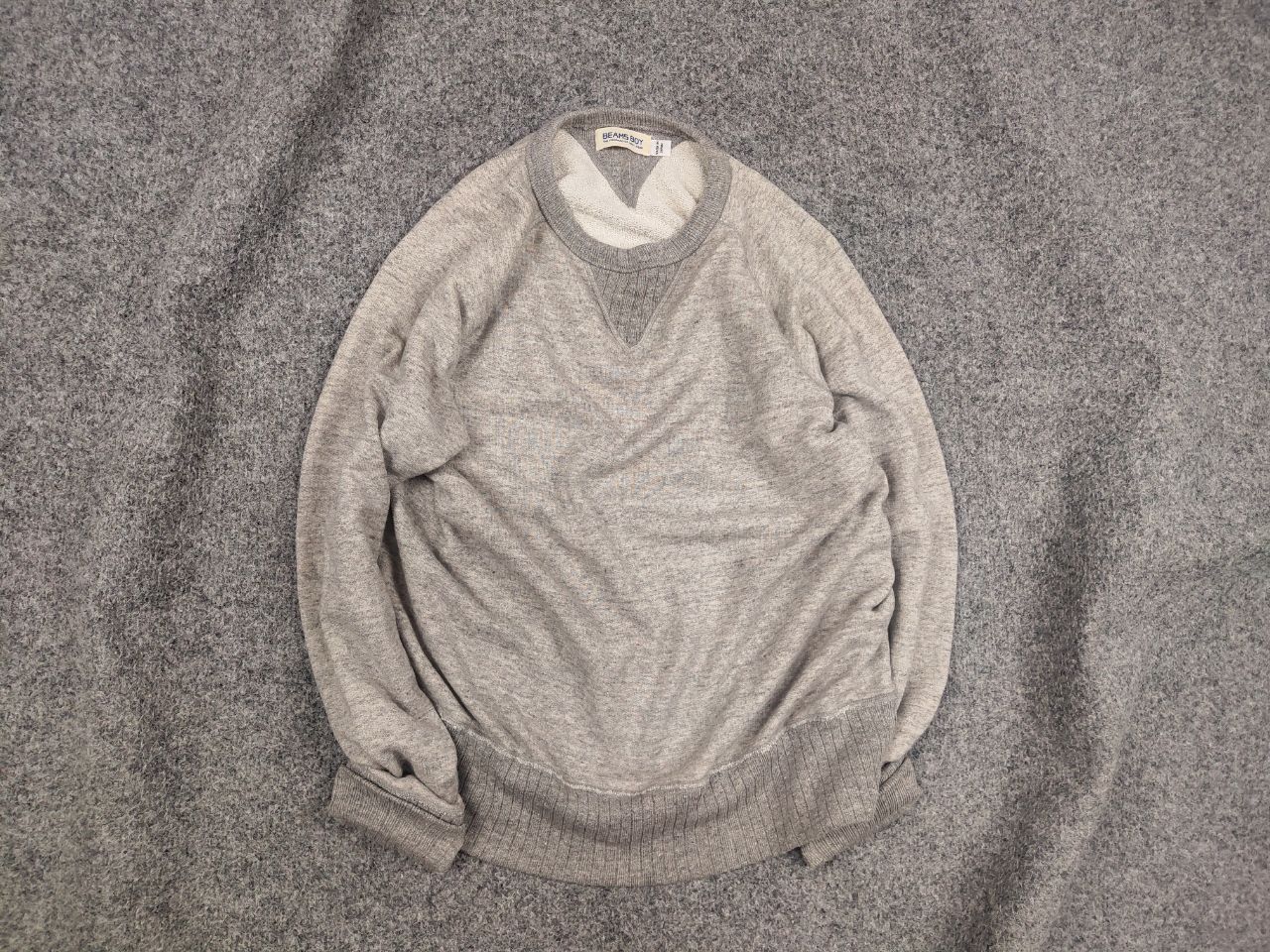 Beams Plus Beams Plus Boy Japan made blank Gray Crew Chek Sweatshirt Size US S / EU 44-46 / 1 - 1 Thumbnail