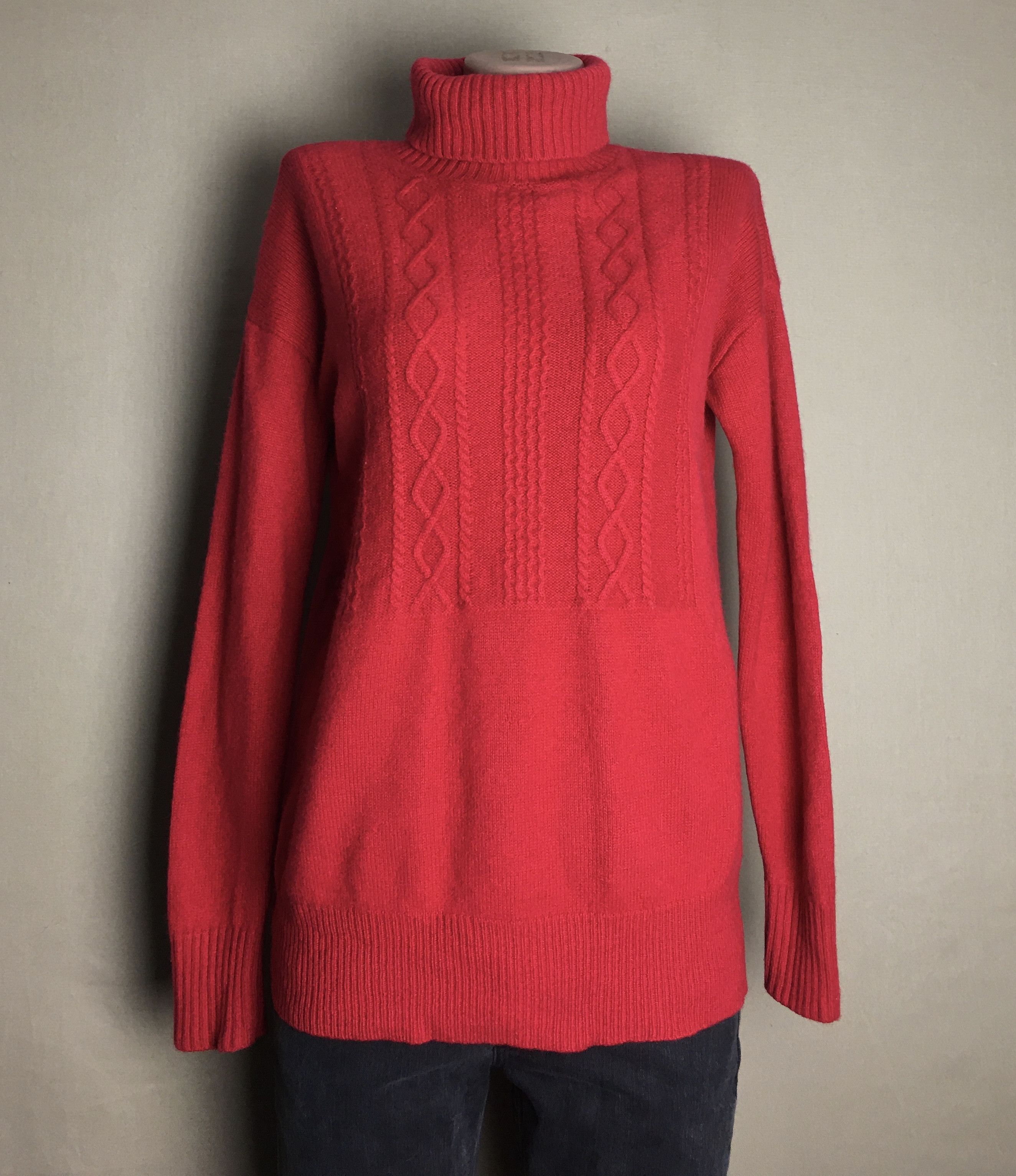 Designer Paul Costelloe Cashmere Red Turtle Neck Sweater Size S / US 4 / IT 40 - 1 Thumbnail