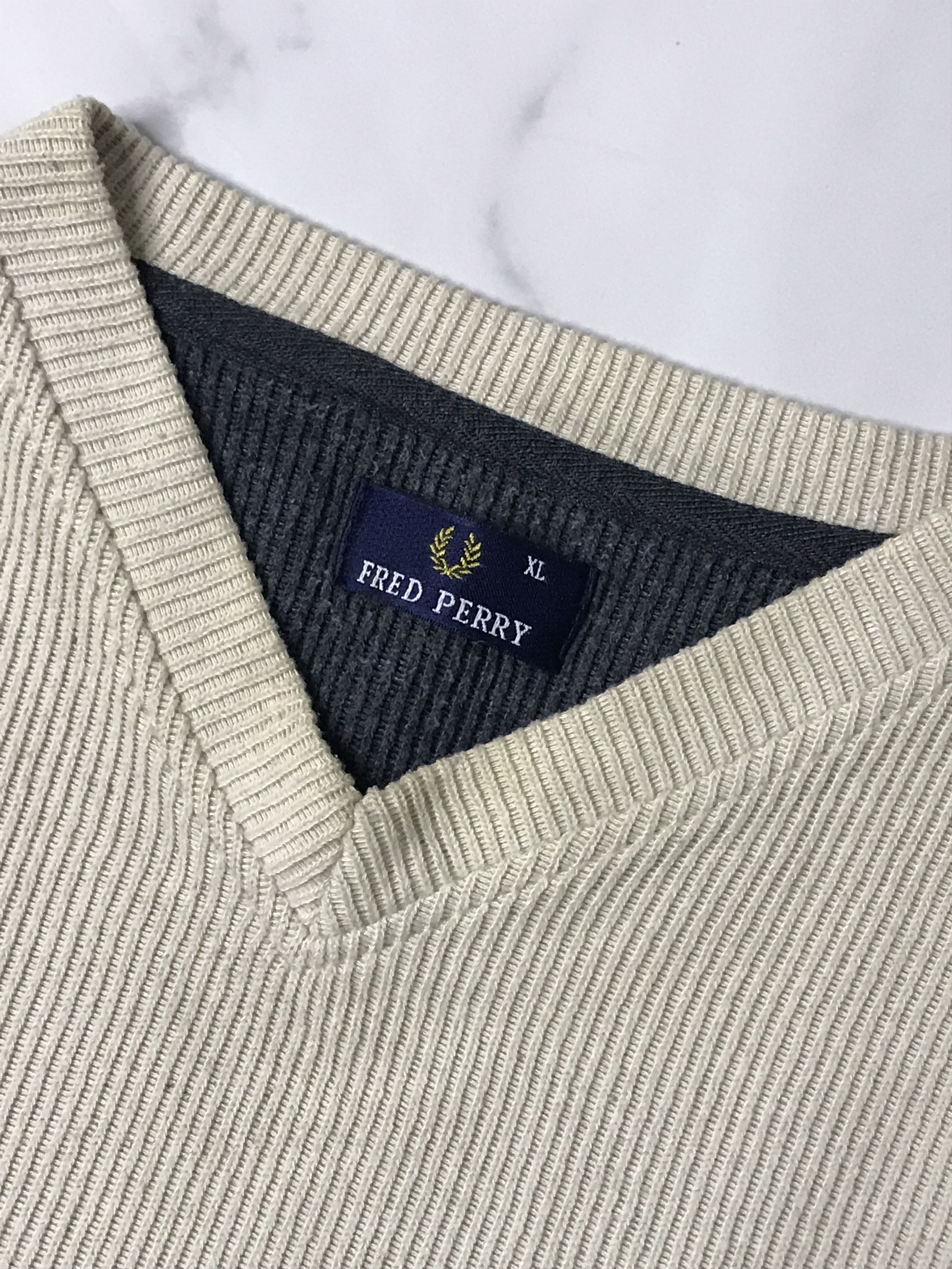 Fred Perry × Vintage Fred Perry v-neck vintage sweater y2k men’s Size US XL / EU 56 / 4 - 4 Thumbnail