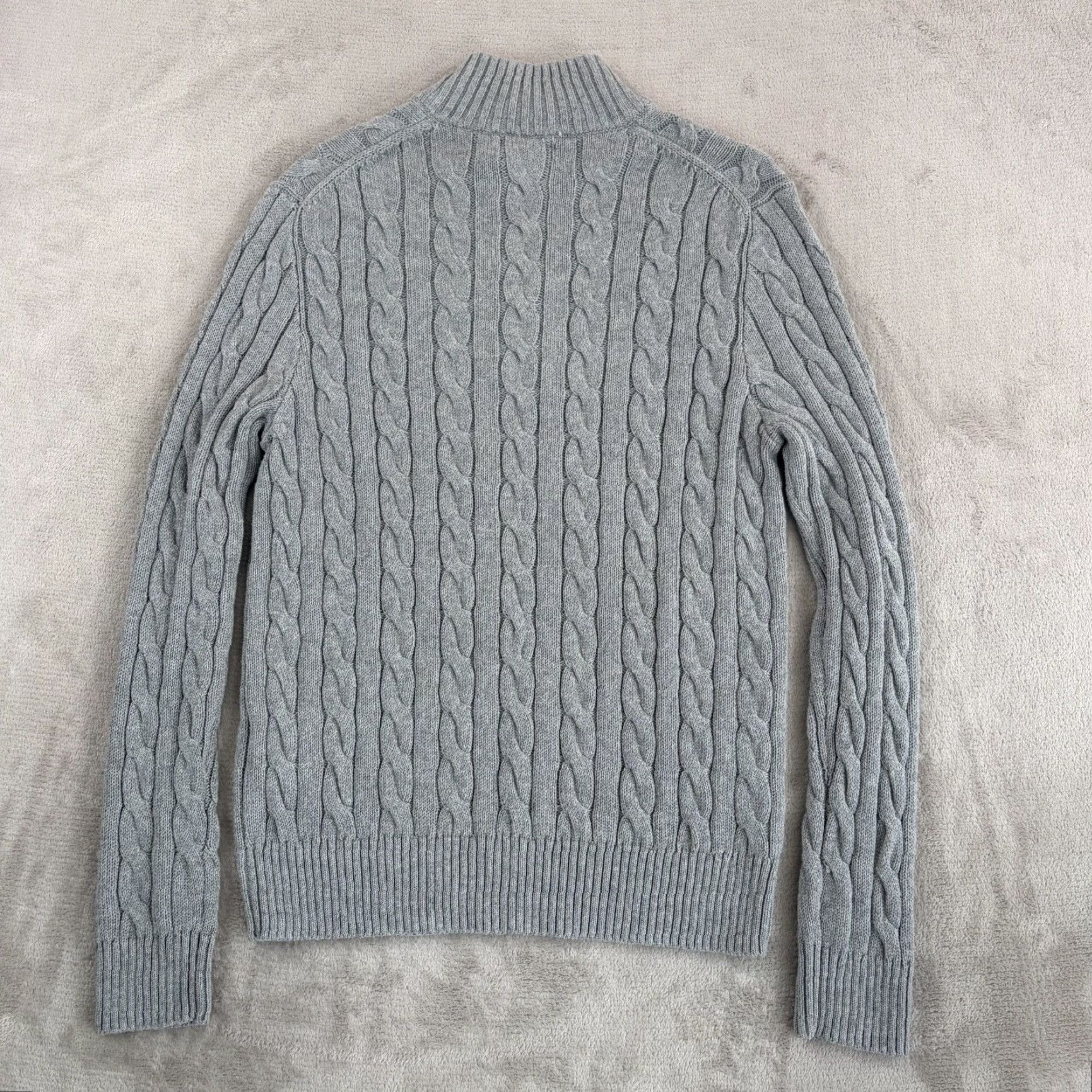 Polo Ralph Lauren VINTAGE Polo Ralph Lauren Cable-Knit Cotton Quarter-Zip Sweater in Grey Men Medium NWT Size US M / EU 48-50 / 2 - 7 Thumbnail