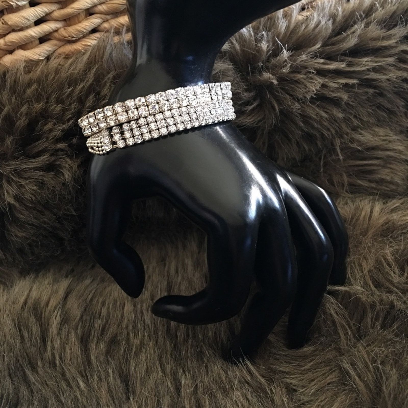 Vintage Vintage set of two rhinestone stretch bracelets Size ONE SIZE - 4 Thumbnail