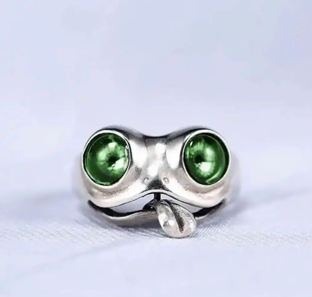 Jewelry Green Eye Toad Adjustable Ring Size ONE SIZE - 2 Thumbnail