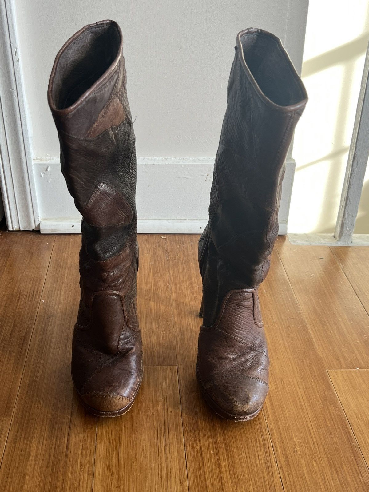 Hysteric Glamour 2000s Hysteric Glamour Patchwork Leather Boots Size US 9 / IT 39 - 3 Thumbnail