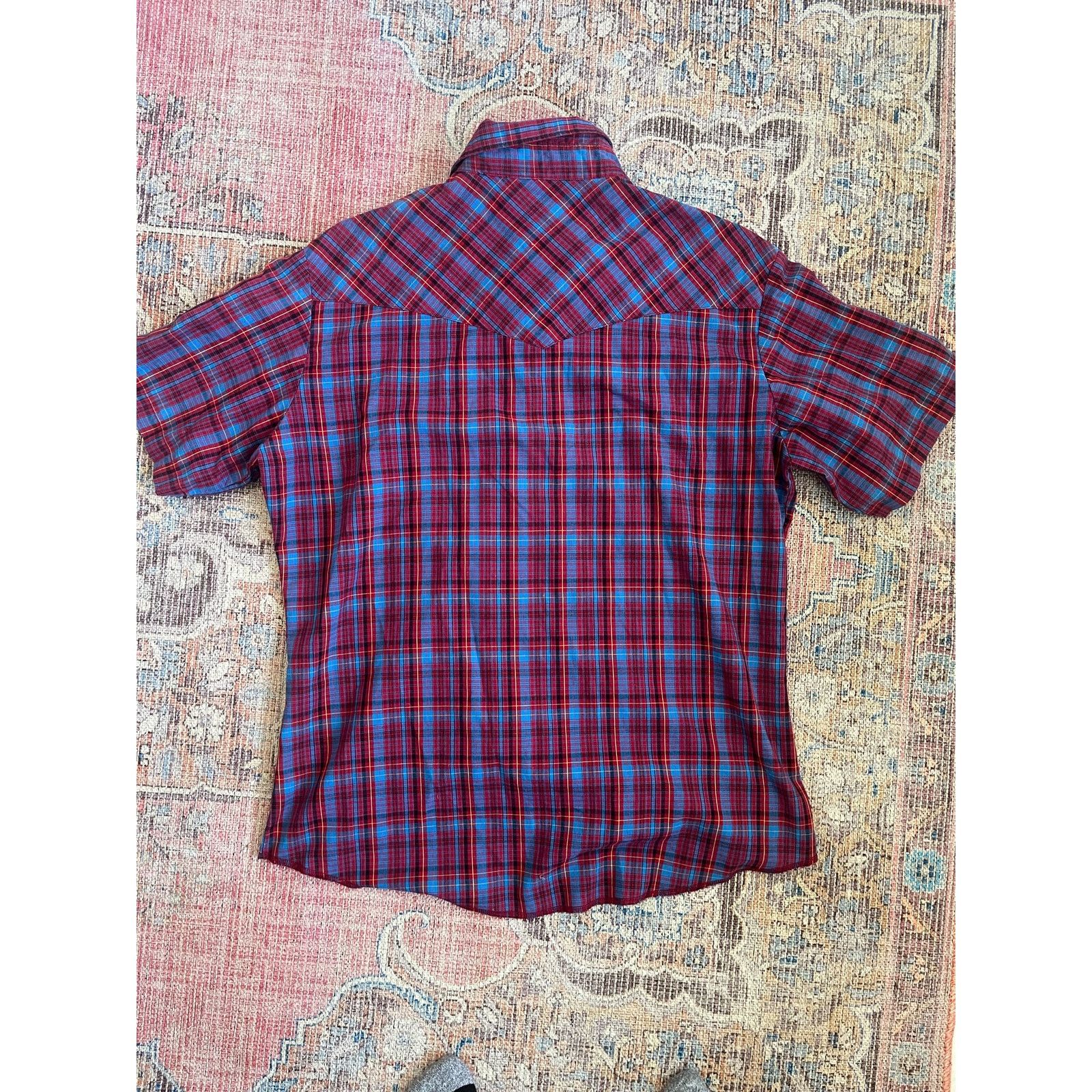 Rustler Rustler Plaid Snap Button Up Shirt Maroon Blue Size XLT Size US L / EU 52-54 / 3 - 4 Thumbnail