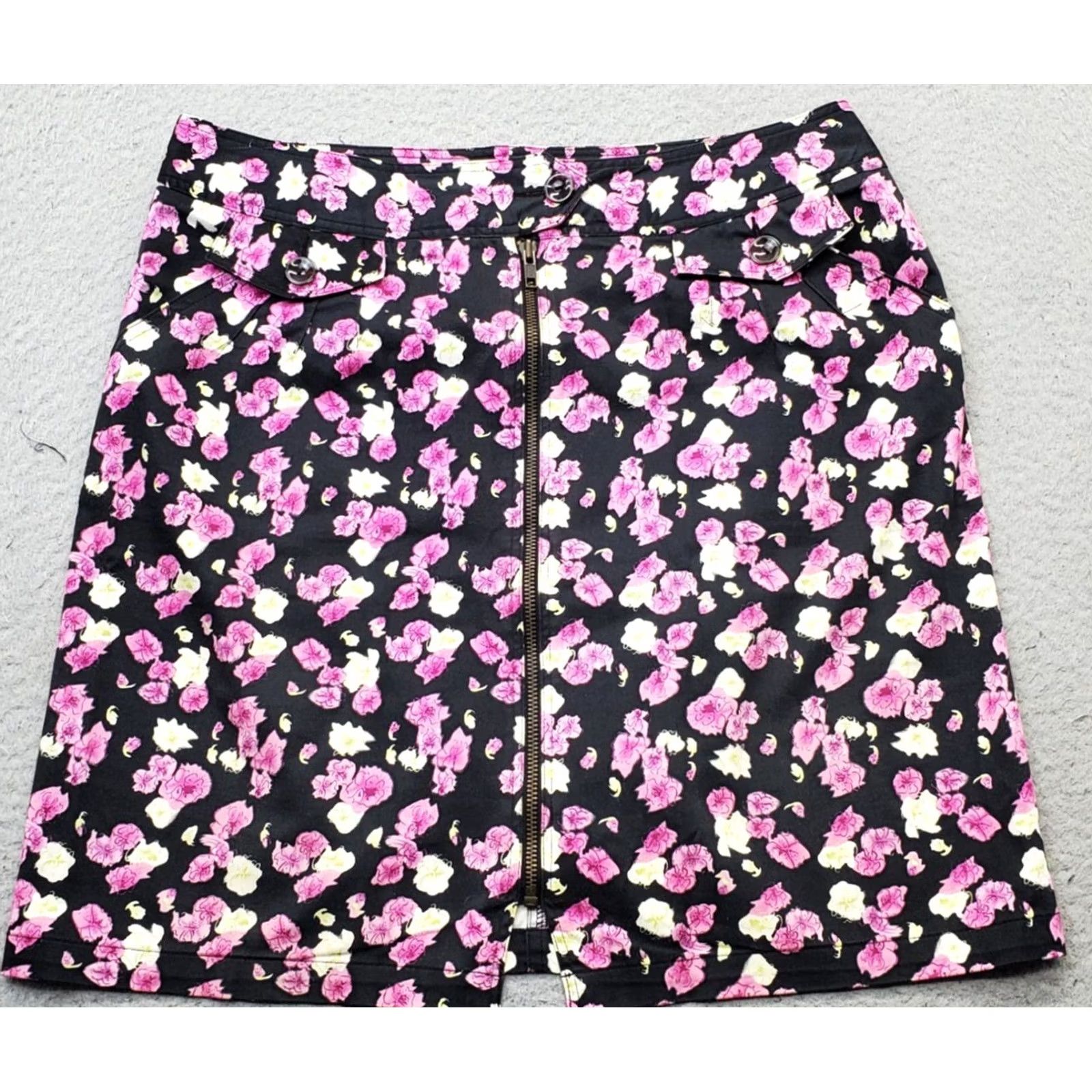 Nicole Miller Nicole Miller Skirt Womens 12 Multi Floral Stretch Front Zip Pencil Short Vintage: No Mens Women Girls Size 34" / US 12 / IT 48 - 2 Thumbnail