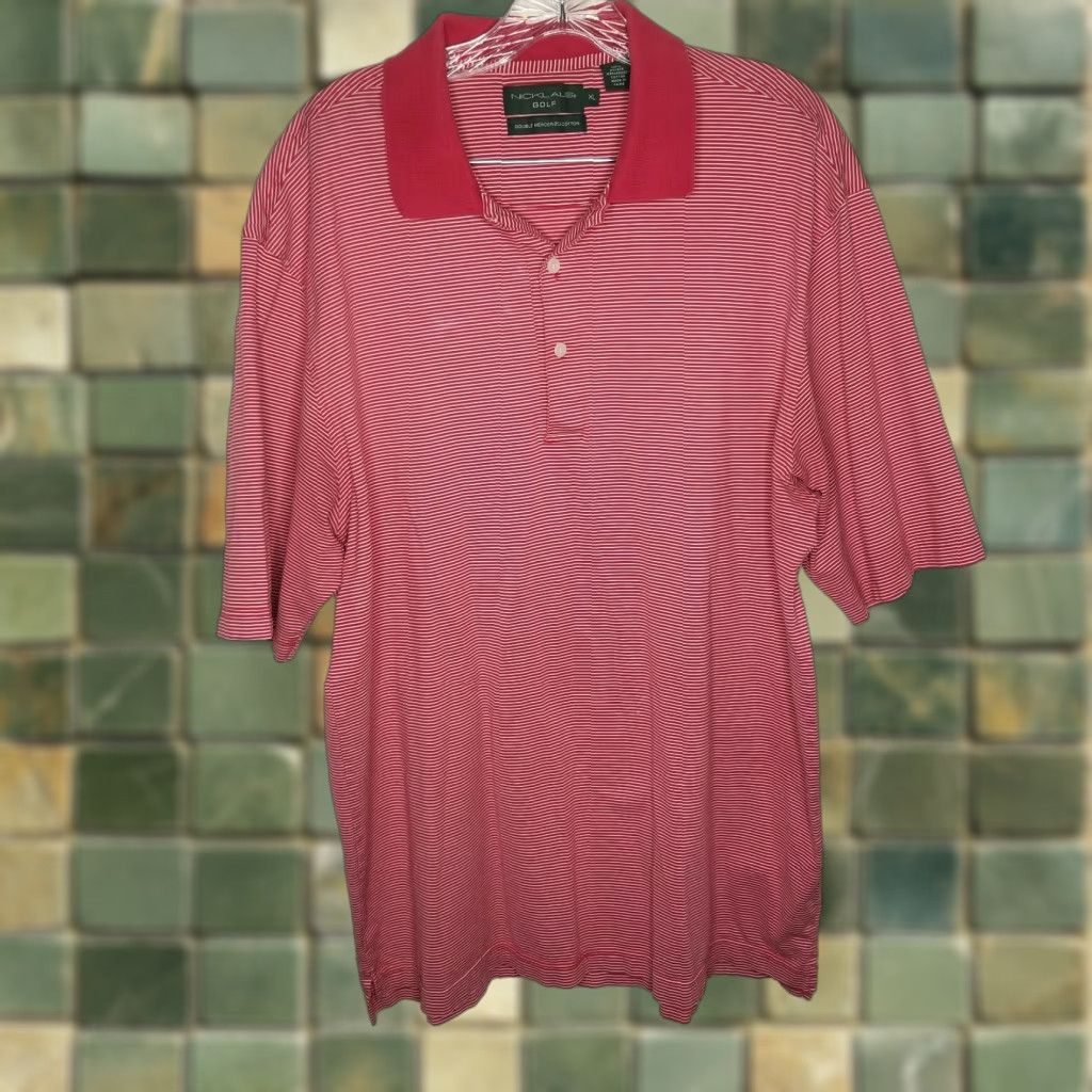 Vintage VINTAGE Nicklaus Golf Polo Shirt XL Red White Striped Mens Size XL Red White Striped Polo (Golf) Mens Size US XL / EU 56 / 4 - 1 Thumbnail