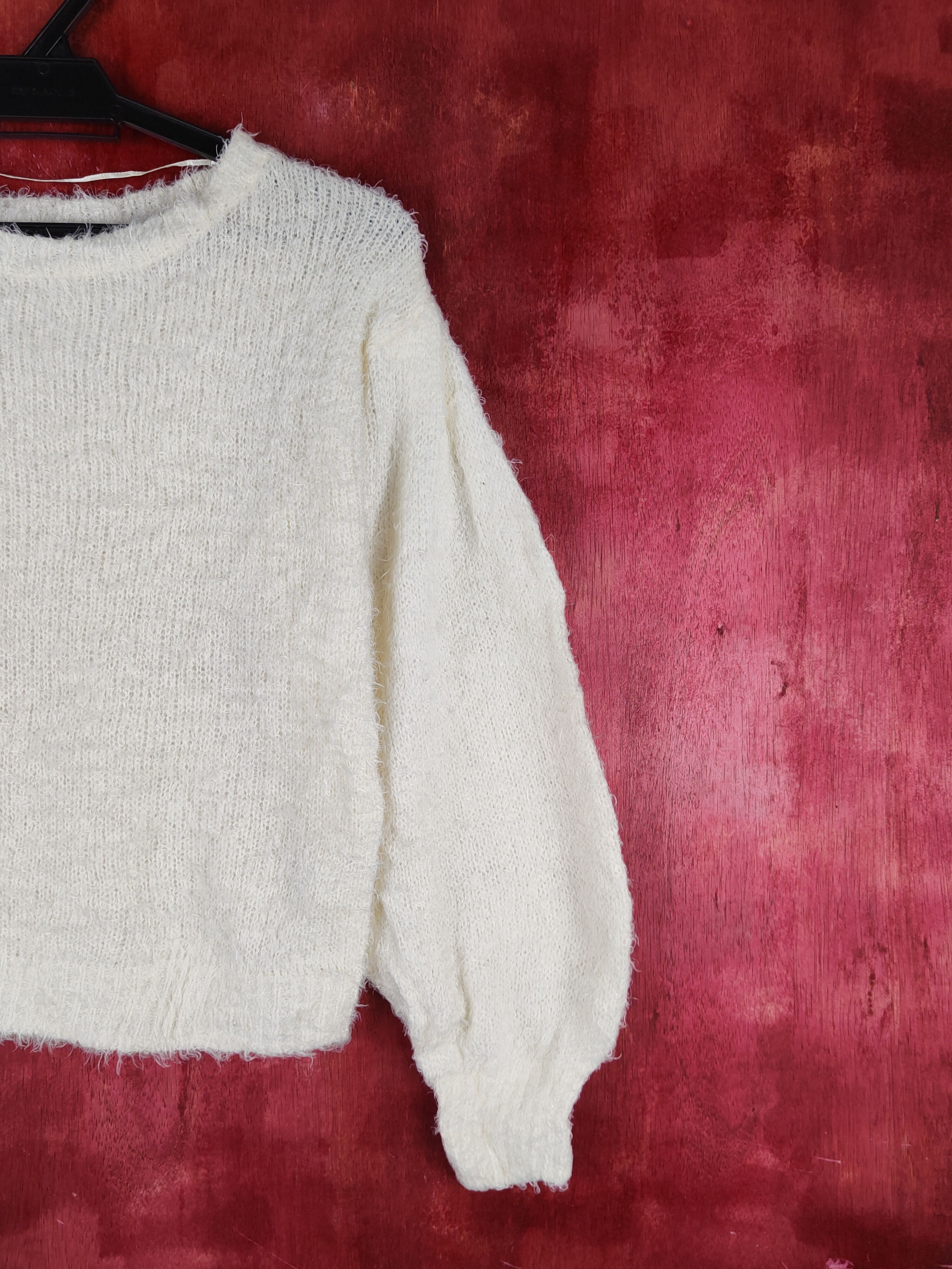 GU × Japanese Brand × Vintage GU Ivory Shag Shaggy Fur Mohair Knitwear #S1952 Size S / US 4 / IT 40 - 5 Thumbnail