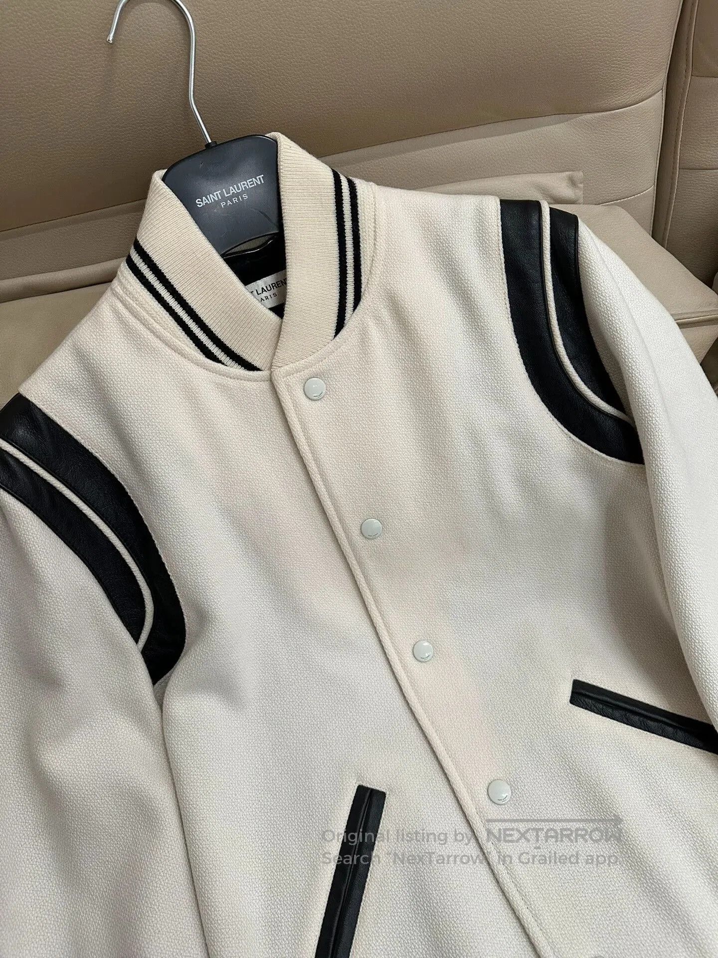 Anthony Vaccarello Saint Laurent Black and White Baseball Jacket. Size US S / EU 44-46 / 1 - 2 Thumbnail
