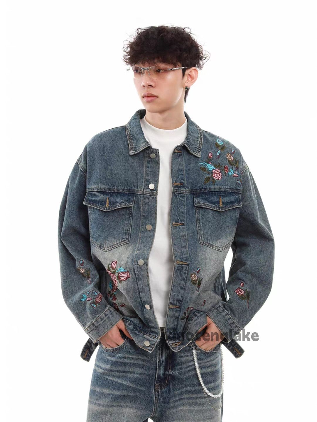 Unisex utility washed faded skate hiphop cargo jacket