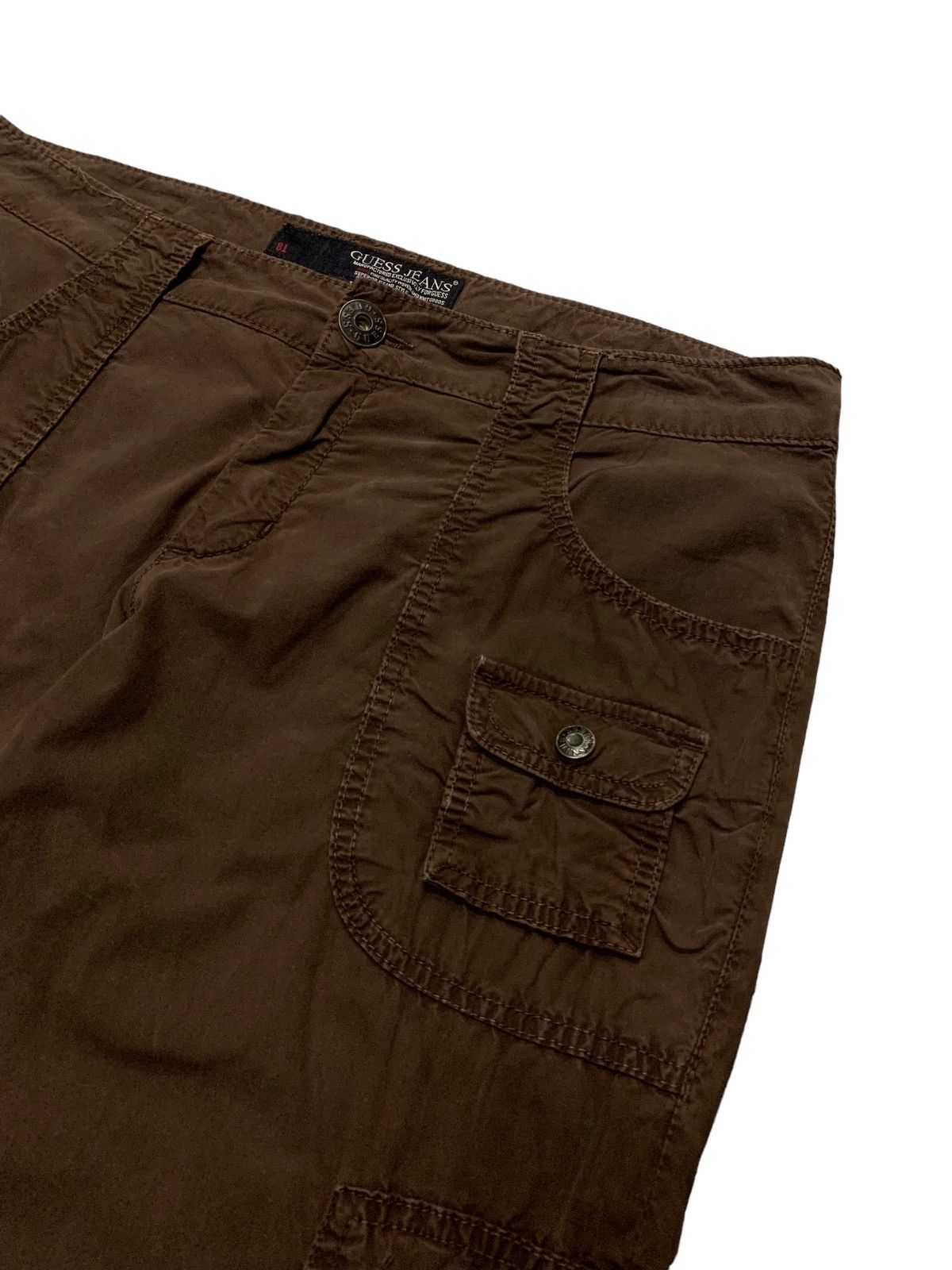 Guess × Vintage Vintage Guess Flared Brown Cargo Pants Size US 33 - 8 Thumbnail