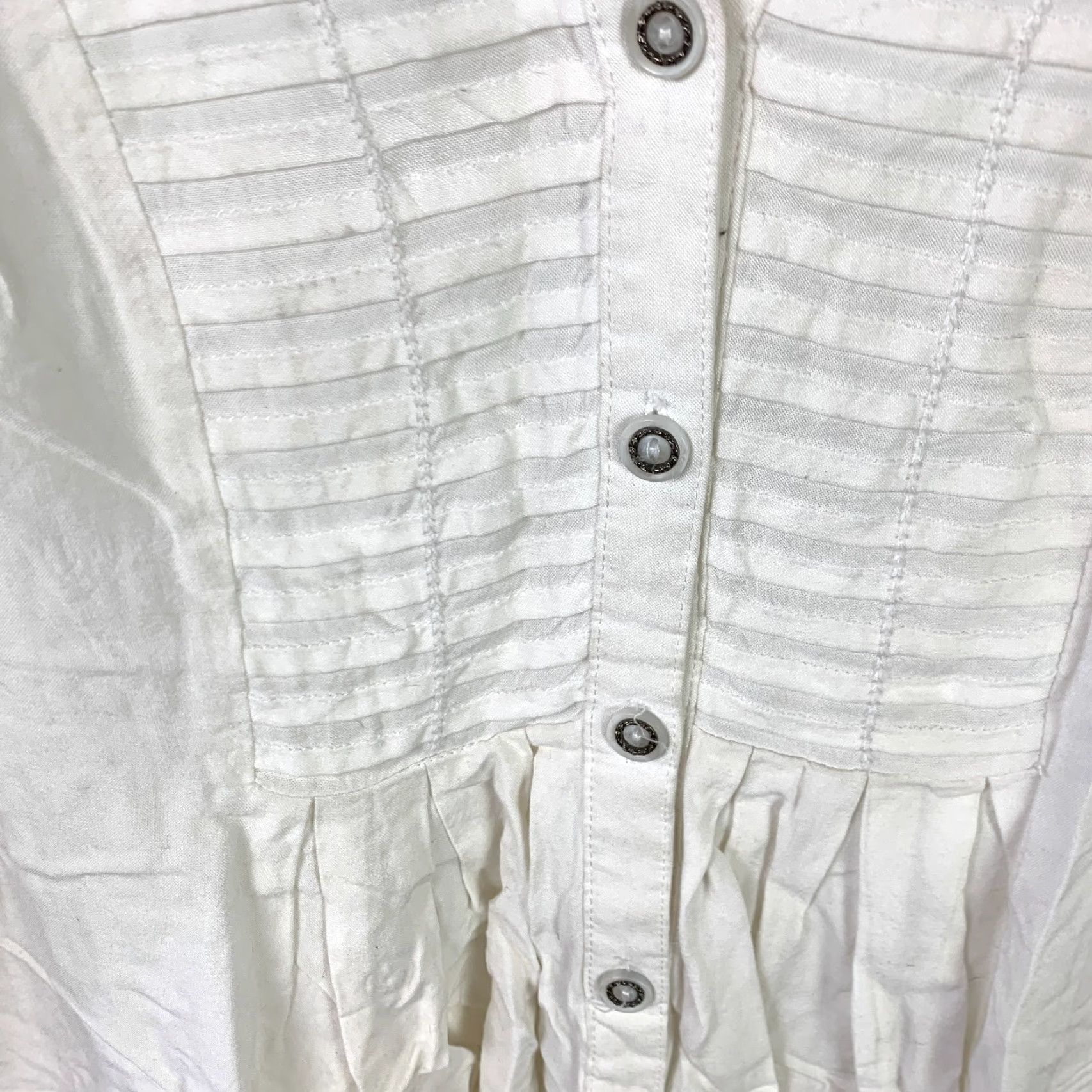Vintage Spense V-Neck Button Down Long Sleeve Boho White Shirt Small Size S / US 4 / IT 40 - 4 Thumbnail