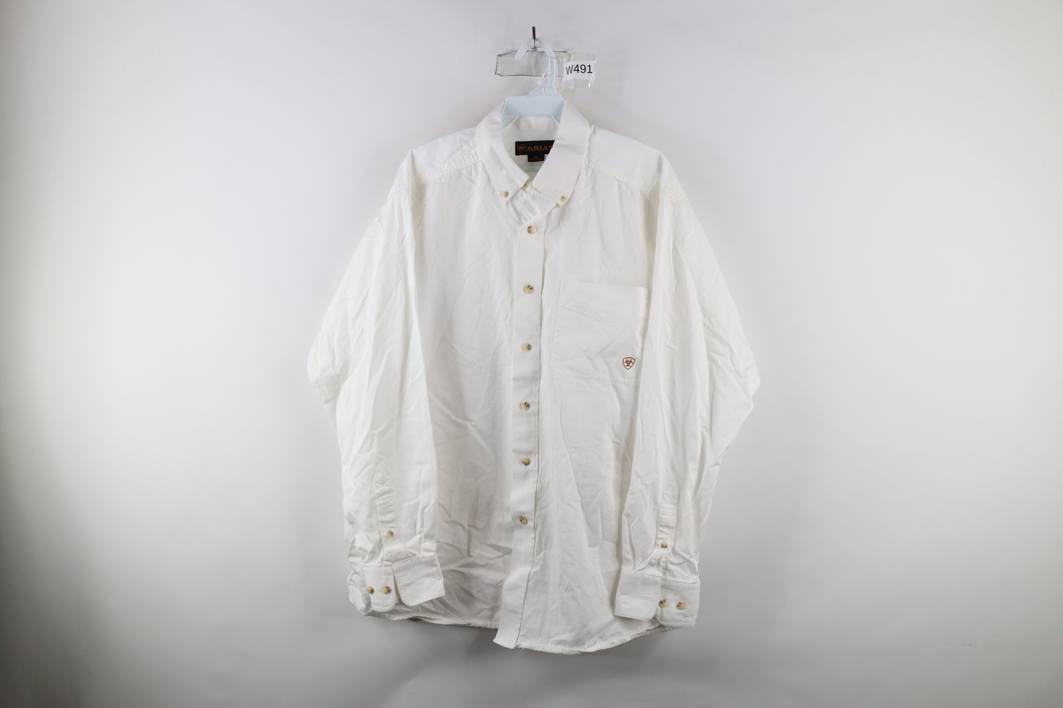 Ariat × Vintage Ariat Heavyweight Twill Collared Button Down Shirt White Size US L / EU 52-54 / 3 - 1 Thumbnail