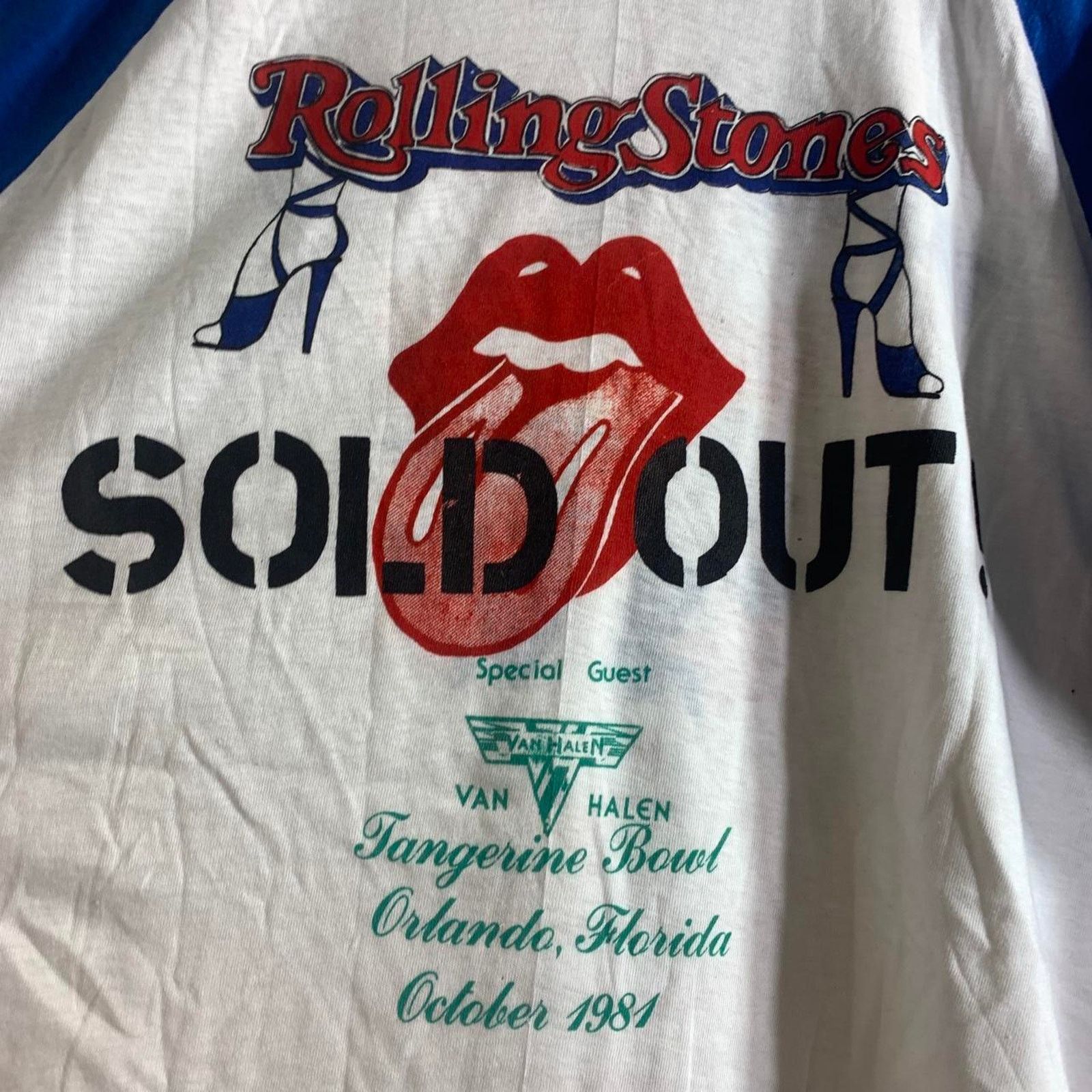 Vintage 1981 THE ROLLING STONES VAN HALEN baseball jersey tee shirt Size US L / EU 52-54 / 3 - 8 Thumbnail