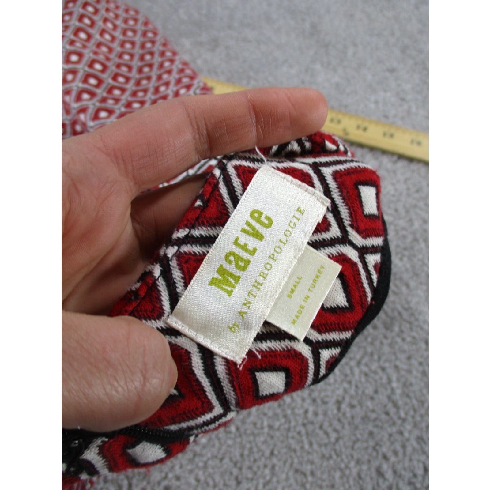 Anthropologie Maeve Anthropologie Skirt Womens Small Red White Black Geometric Midi Size 28" / US 6 / IT 42 - 5 Thumbnail