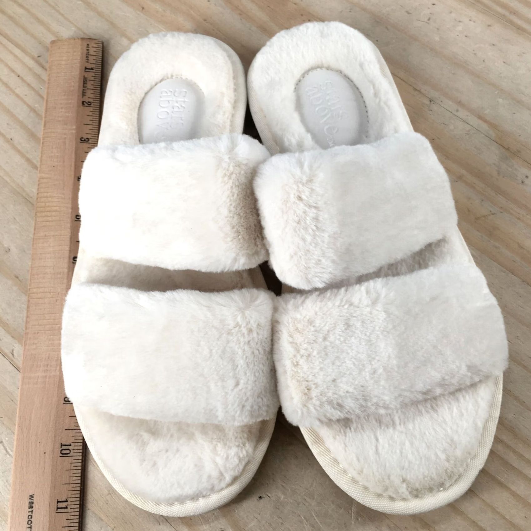 Vintage Stars Above Slippers Womens Open Toe Double Straps Slide Flats White Faux Fur Shoes Slipper Boys Girls Mens Womens 7 4.5 5.5 37.5 37.5 7 7 Size US 7 / IT 37 - 6 Thumbnail