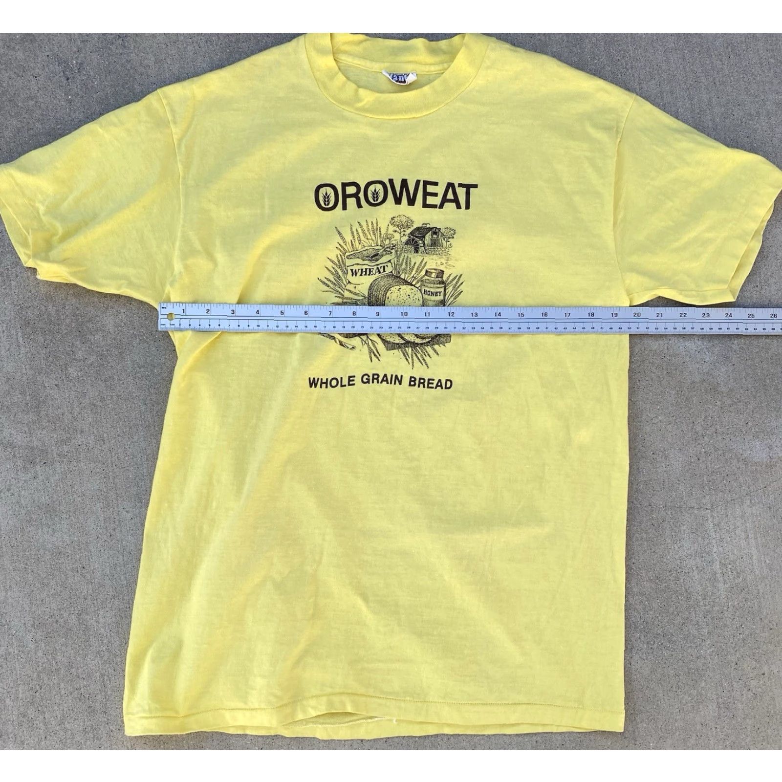 Hanes VINTAGE Hanes Beefy-T T-Shirt Mens XL Orowheat Whole Grain Bread Graphic Print Yellow 1980s Retro Vintage Size US XL / EU 56 / 4 - 6 Thumbnail