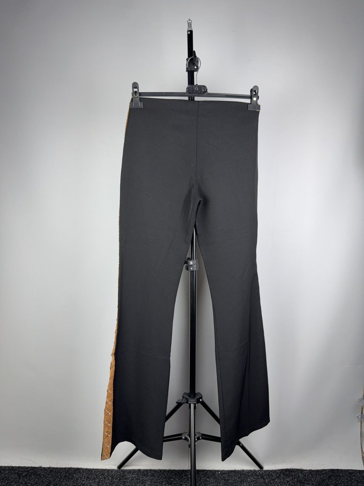 Japanese Brand 00s Retro Western Cowgirl Black Flare Pants With Brown Suede Size 27" / US 4 / IT 40 - 7 Thumbnail