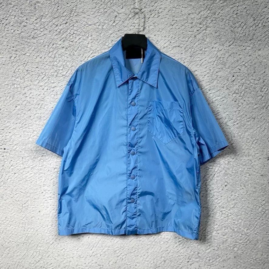 Prada Prada Blue Nylon Short Sleeve Shirt Size M Size US M / EU 48-50 / 2 - 1 Thumbnail