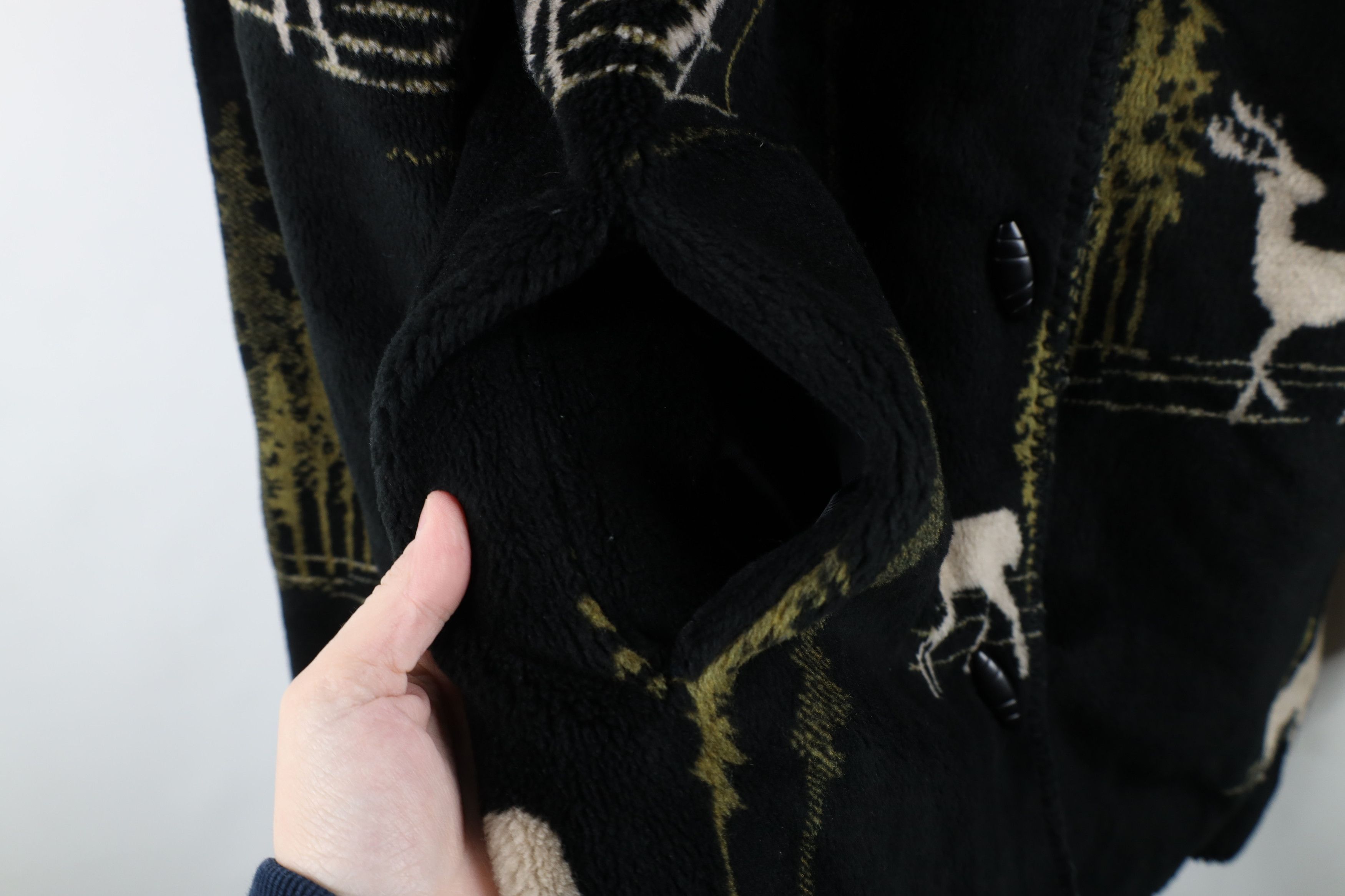 Vintage Vintage 90s Streetwear All Over Print Hooded Fleece Jacket Size L / US 10 / IT 46 - 7 Thumbnail