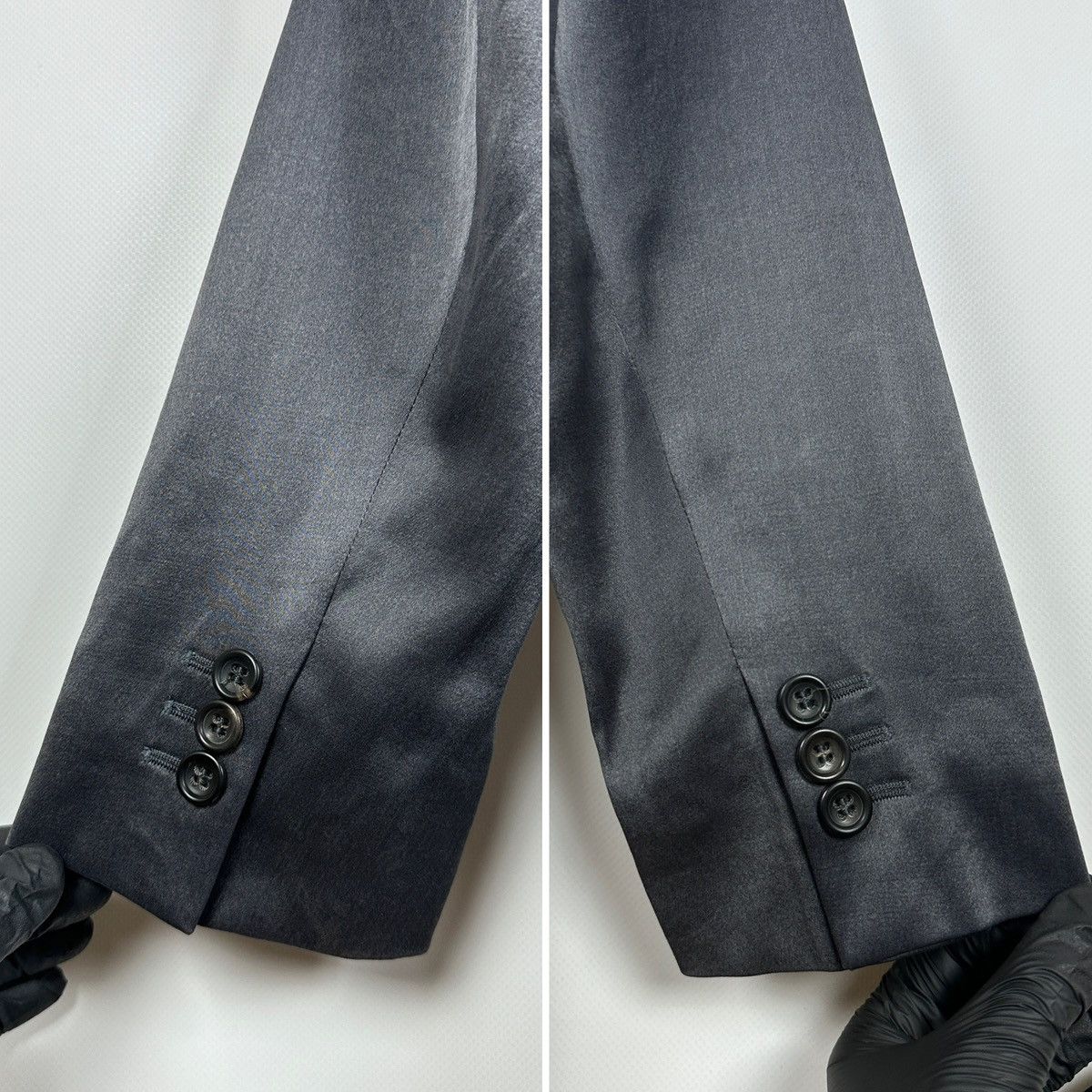 Jil Sander 90-00s Vintage Jil Sander Gray Silk Double Breasted Blazer Size XS / US 0-2 / IT 36-38 - 20 Thumbnail