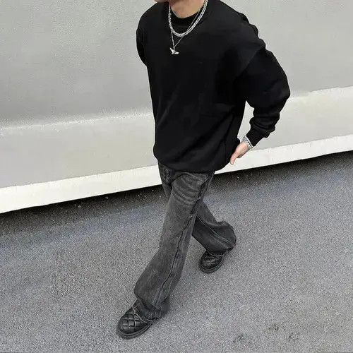 Designer × Japanese Brand × Jean Loose Straight-leg Flared Black Jeans Size US 31 - 3 Thumbnail