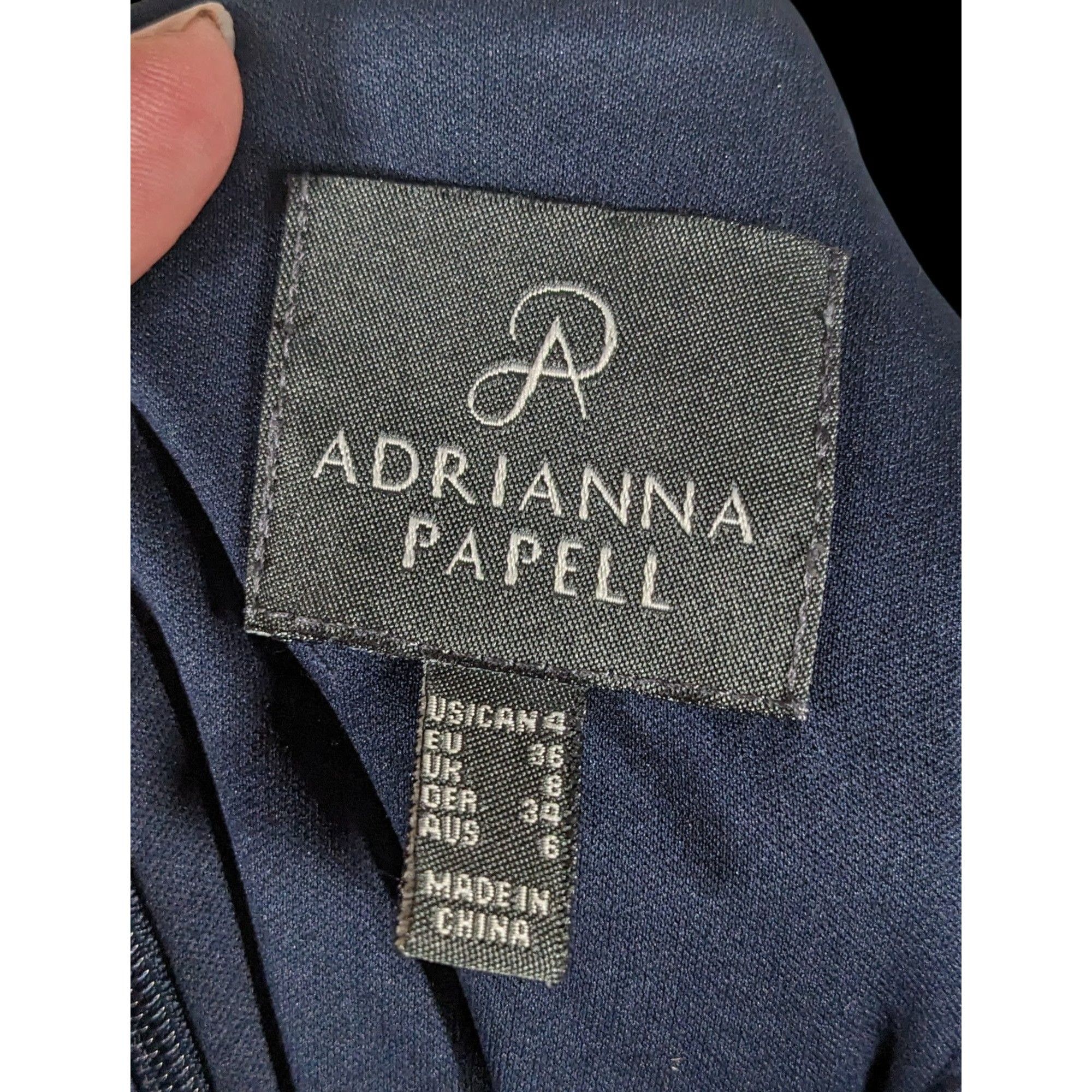 Adrianna Papell Adrianna Papell Dark Blue Floral Lace Dress Size S / US 4 / IT 40 - 4 Thumbnail