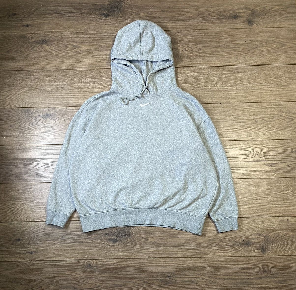 Nike × Vintage Vintage Nike Centre Swoosh Oversized Grey Hoodie Size M Size M / US 6-8 / IT 42-44 - 1 Thumbnail