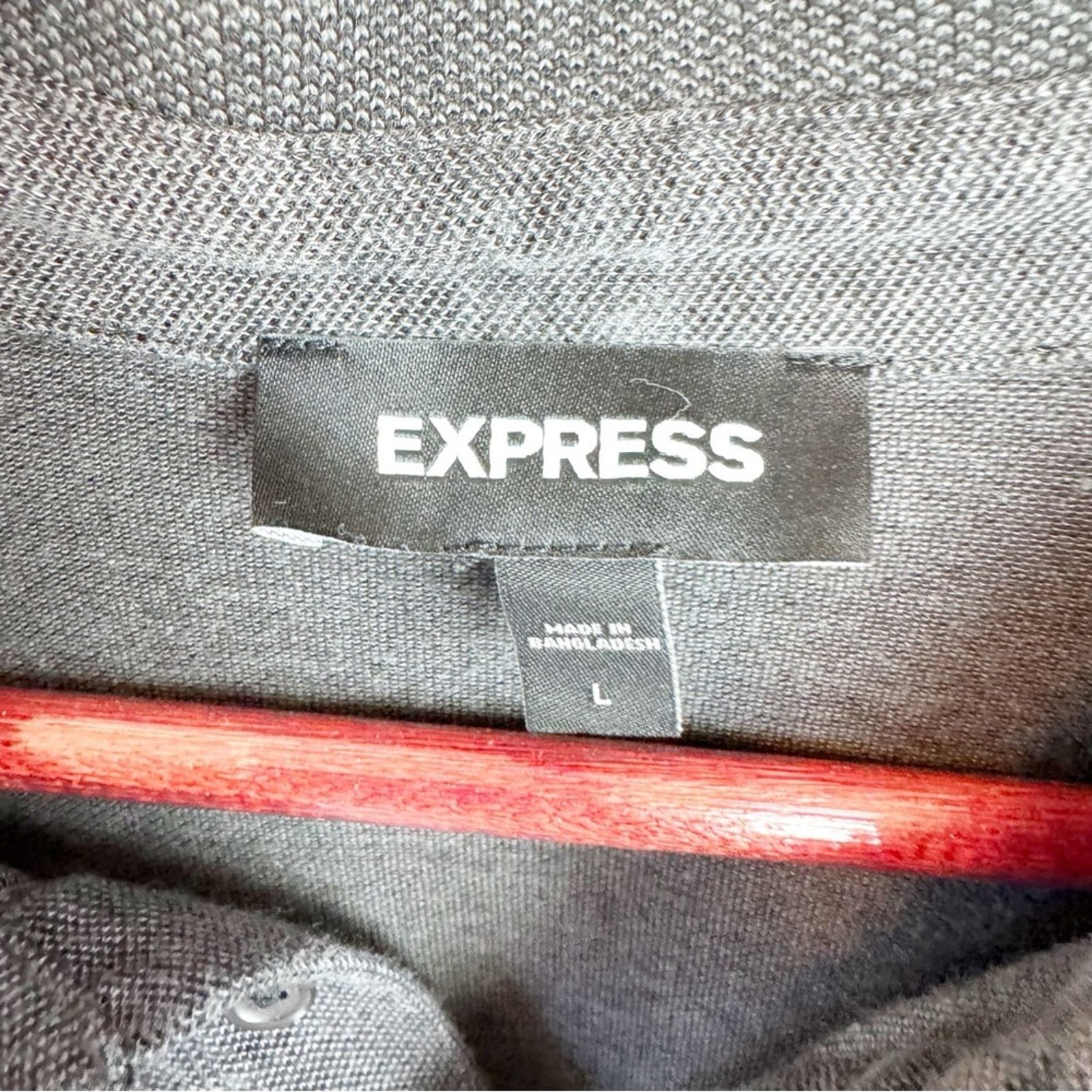 Express Express Dark Grey Pique Short Sleeve Shirt Men’s Size Large Size US L / EU 52-54 / 3 - 2 Thumbnail