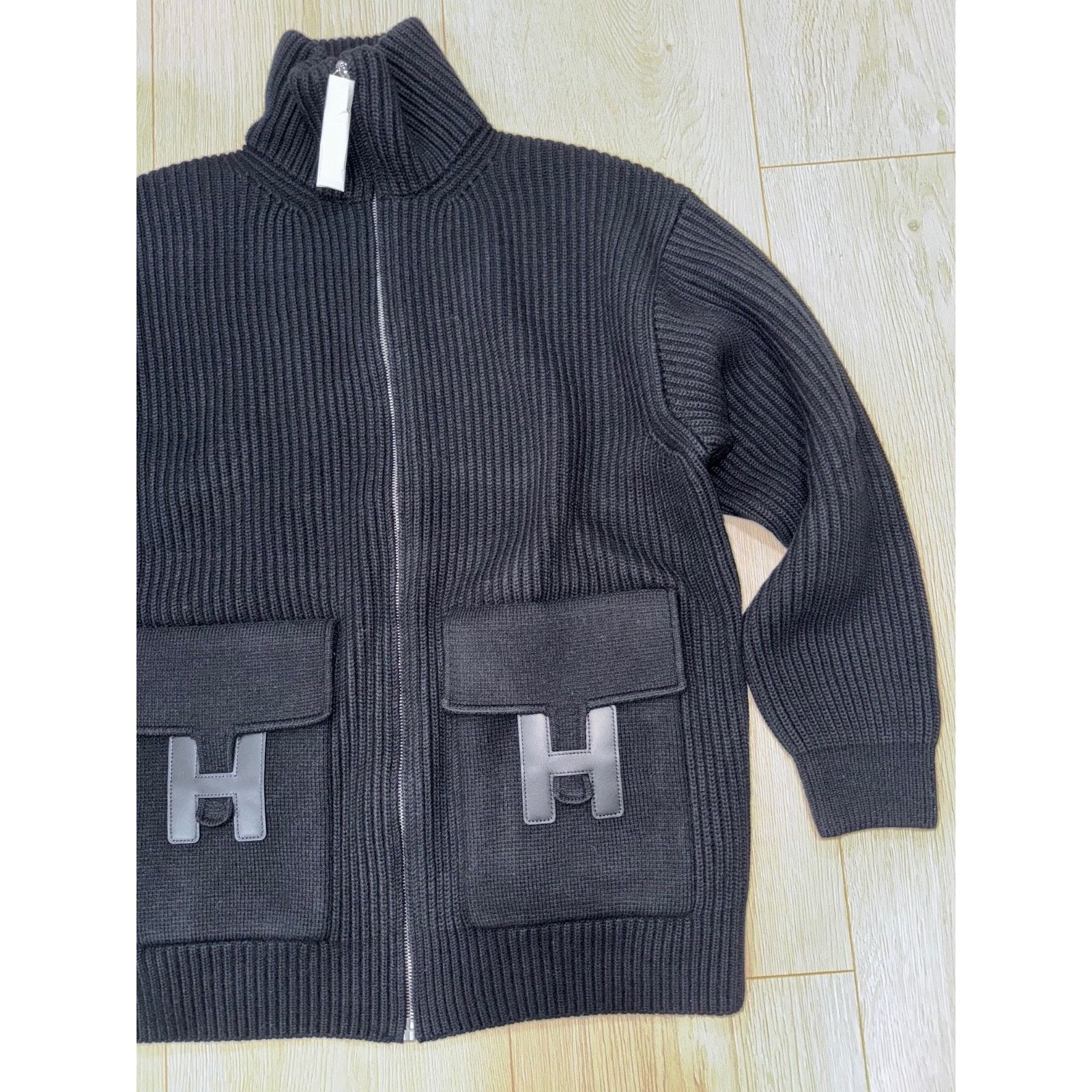 Hermes Logo Zip Up Zipper Cardigan Sweater Wool Knit Jacket 38 Size XS / US 0-2 / IT 36-38 - 4 Thumbnail