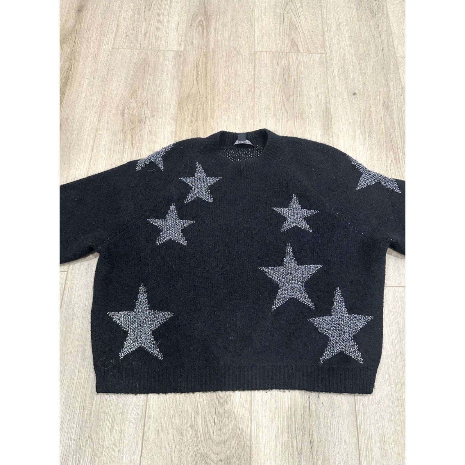 Allsaints VINTAGE AllSaints Star Jumper Sweater Women XS Black Silver Wool Alpaca Metallic Cozy Size 26" / US 2 / IT 38 - 3 Thumbnail