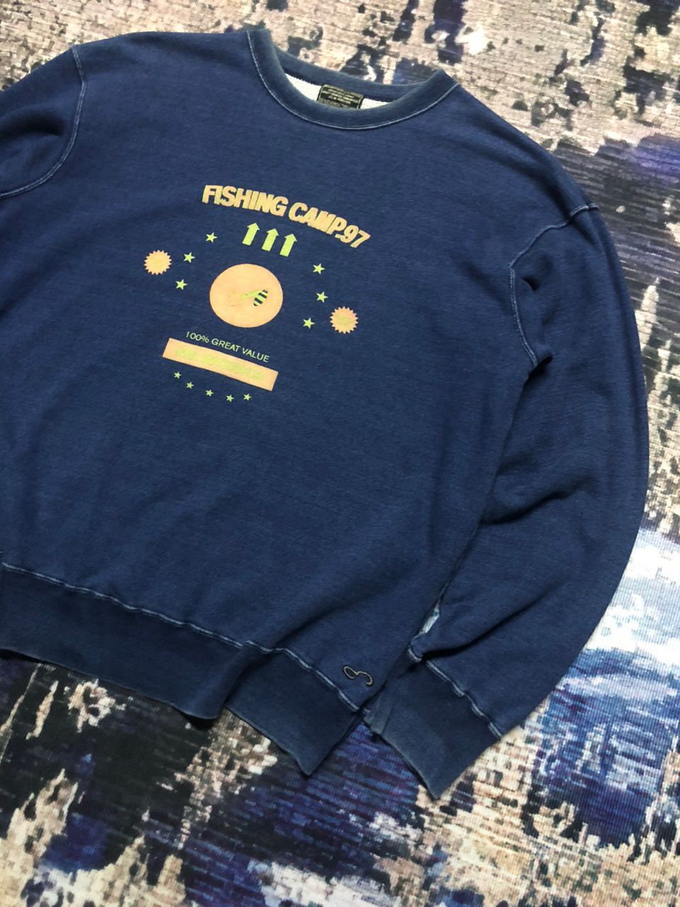 Japanese Brand Vintage 90s Milwork Fishing Camp'97' Indigo Sweatshirt Size US L / EU 52-54 / 3 - 5 Thumbnail