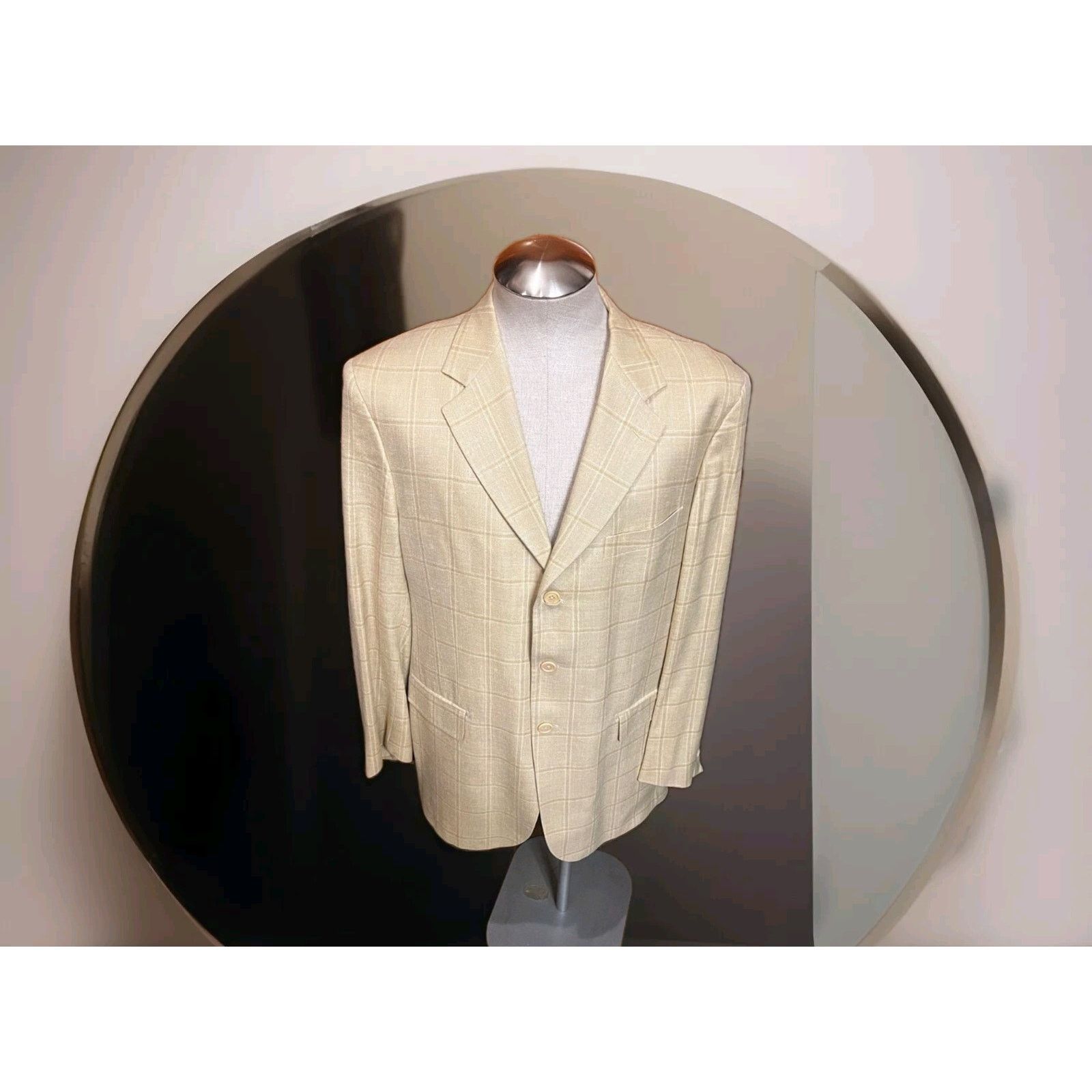 Ermenegildo Zegna ERMENEGILDO ZEGNA Beige 3 Button Mens Blazer 42L US blazer Size 42L - 10 Thumbnail