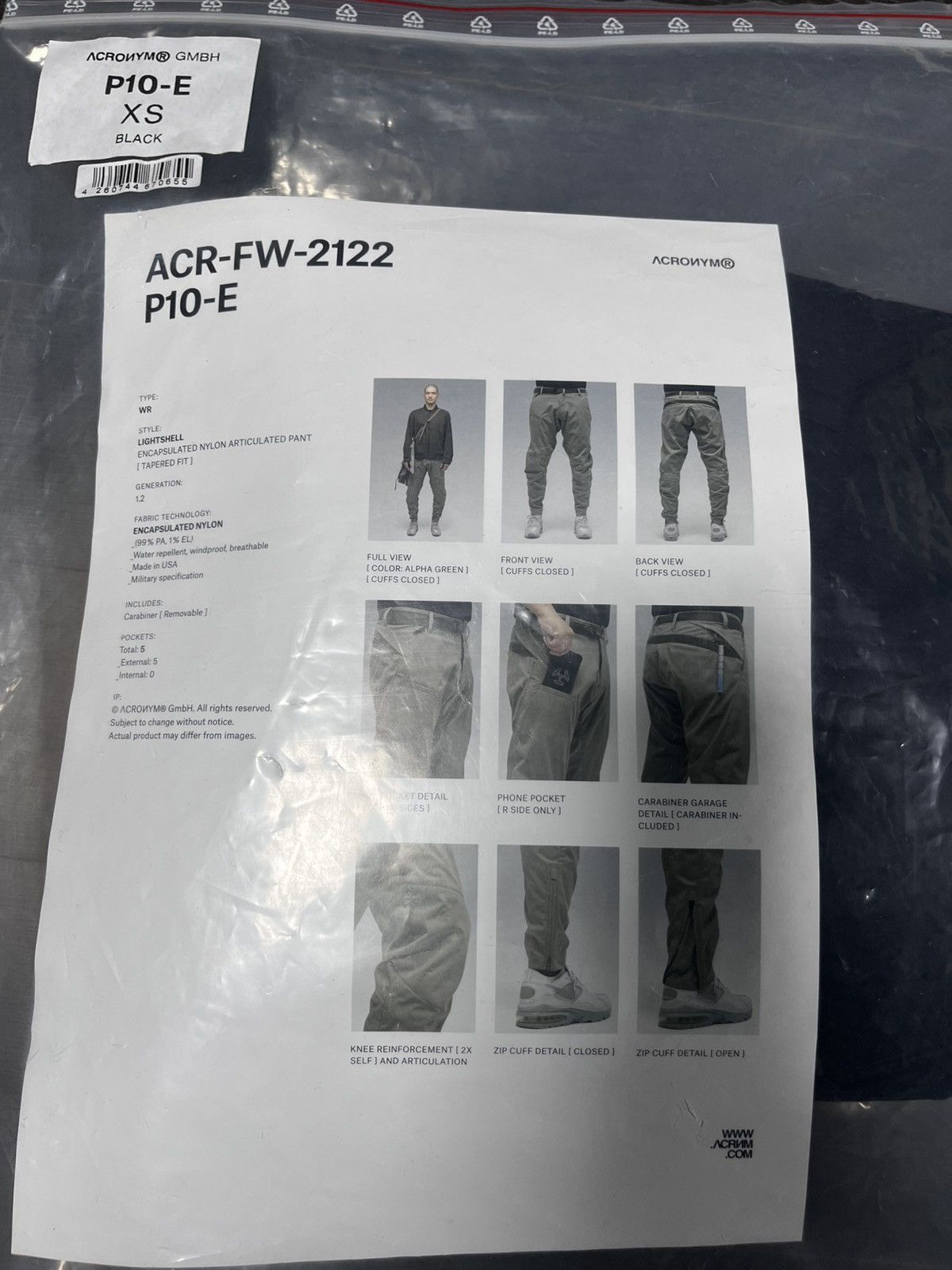 ACRONYM P33-DS ひんぱん SIZE S 中古美品 付属品完備 アクロニウム