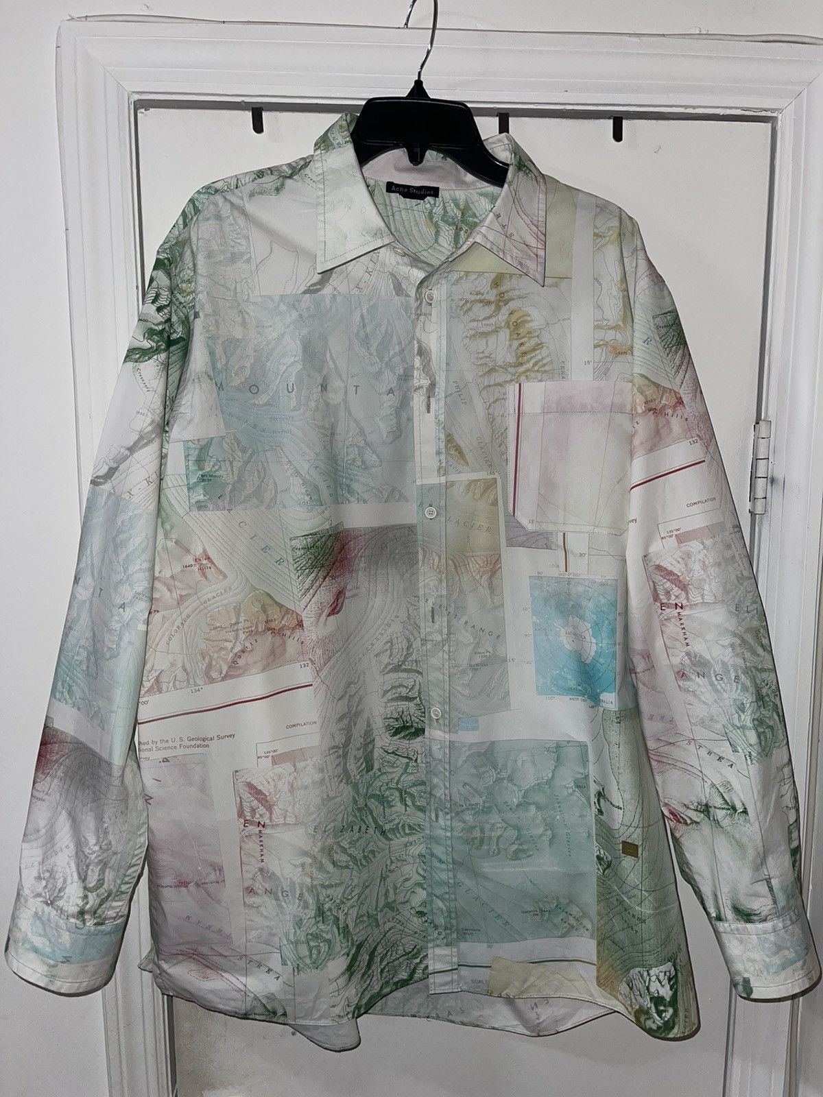 RARE GRAIL Acne Studios geographical stamped button shirt
