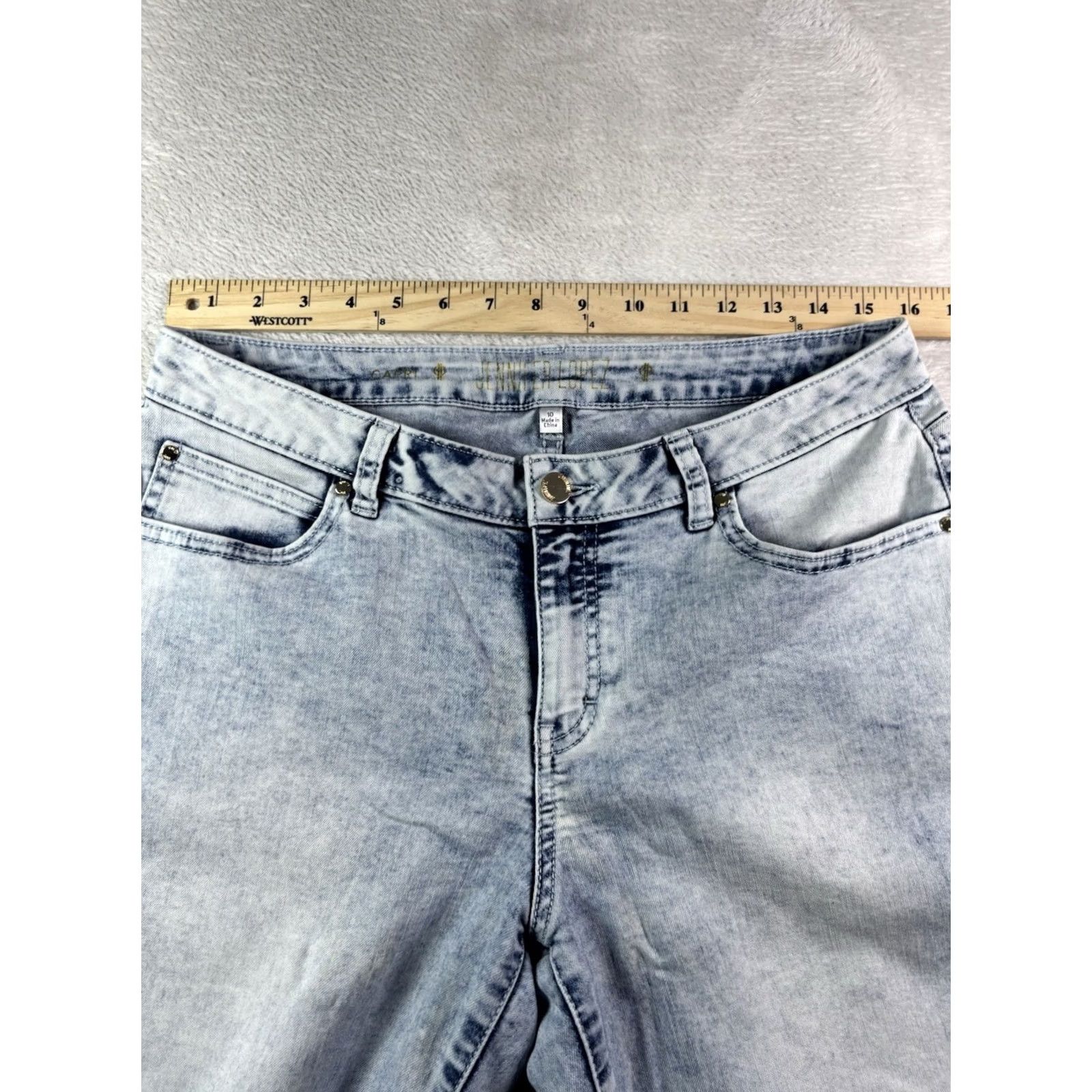 Vintage Jennifer Lopez Jeans Women's Capri Tie Dye Blue White Light Wash Size 10 Size 32" / US 10 / IT 46 - 7 Thumbnail