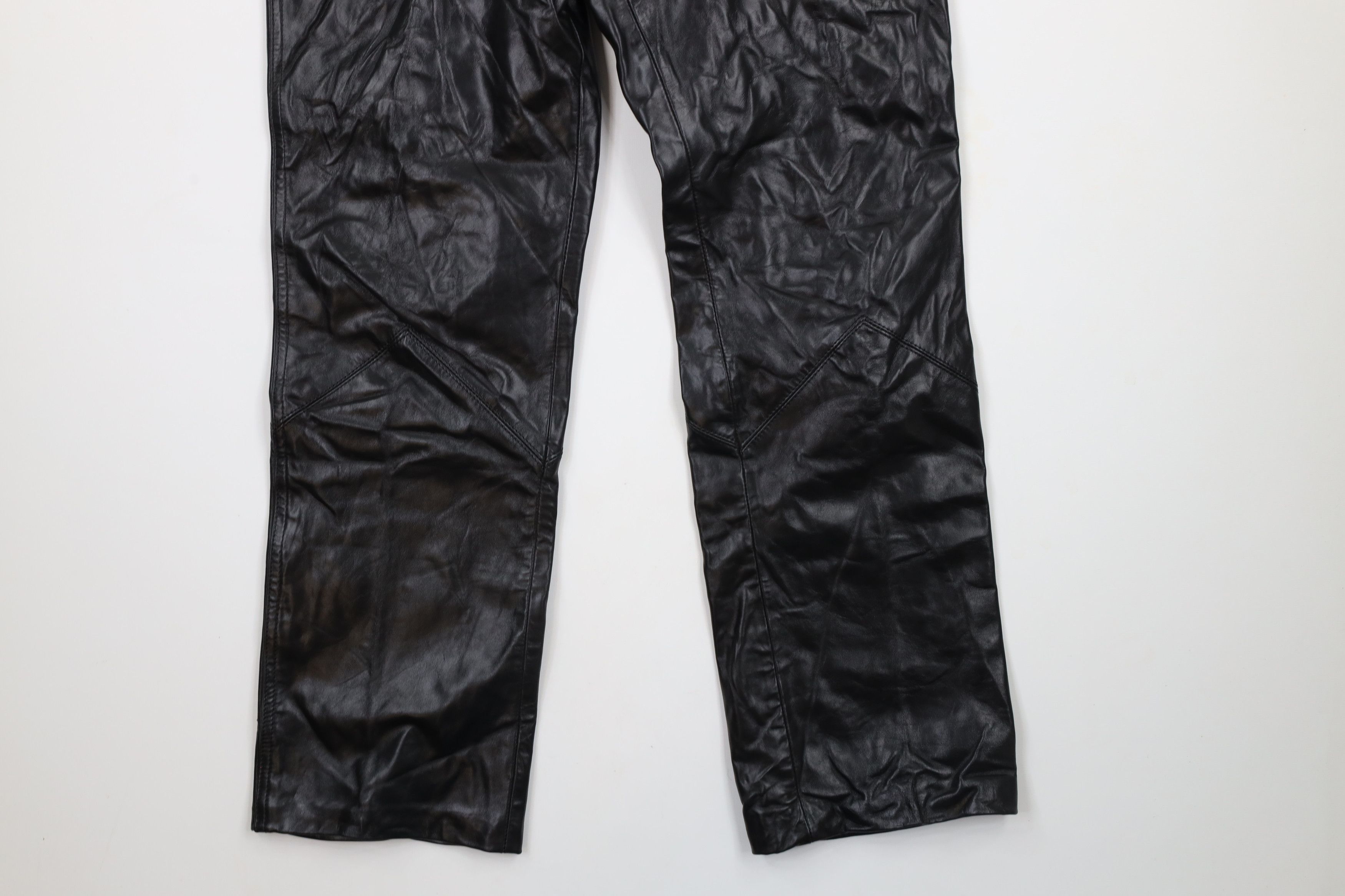 Vintage Vintage 70s 80s Streetwear Flared Leather Pants Black Size 30" / US 8 / IT 44 - 4 Thumbnail