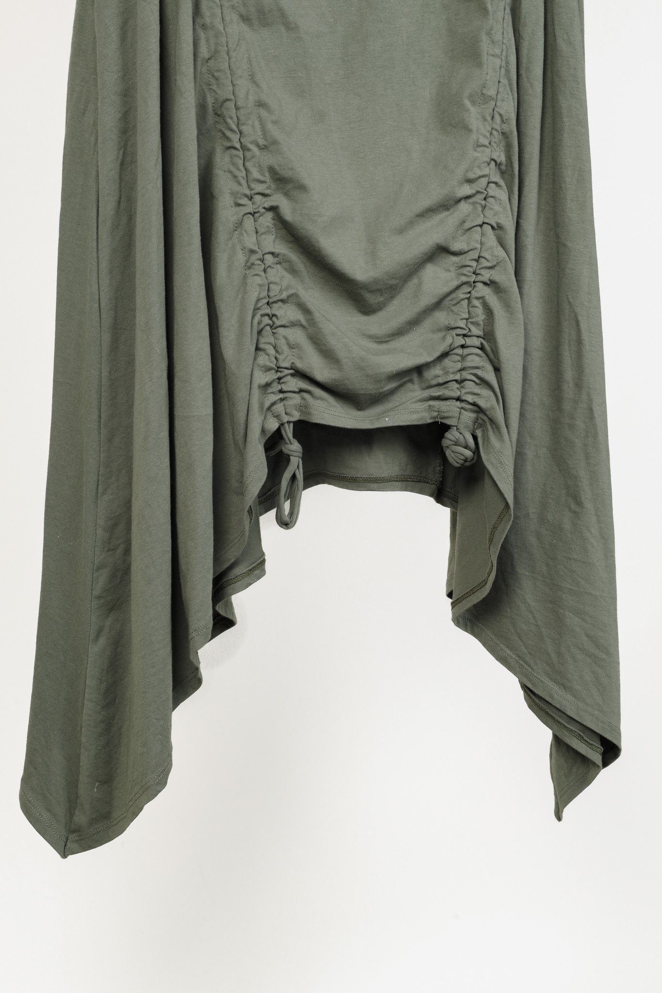 Other Nounke Green Jersey Ruched-Drawstring Midi T-Shirt Dress Size XL / US 12-14 / IT 48-50 - 4 Thumbnail