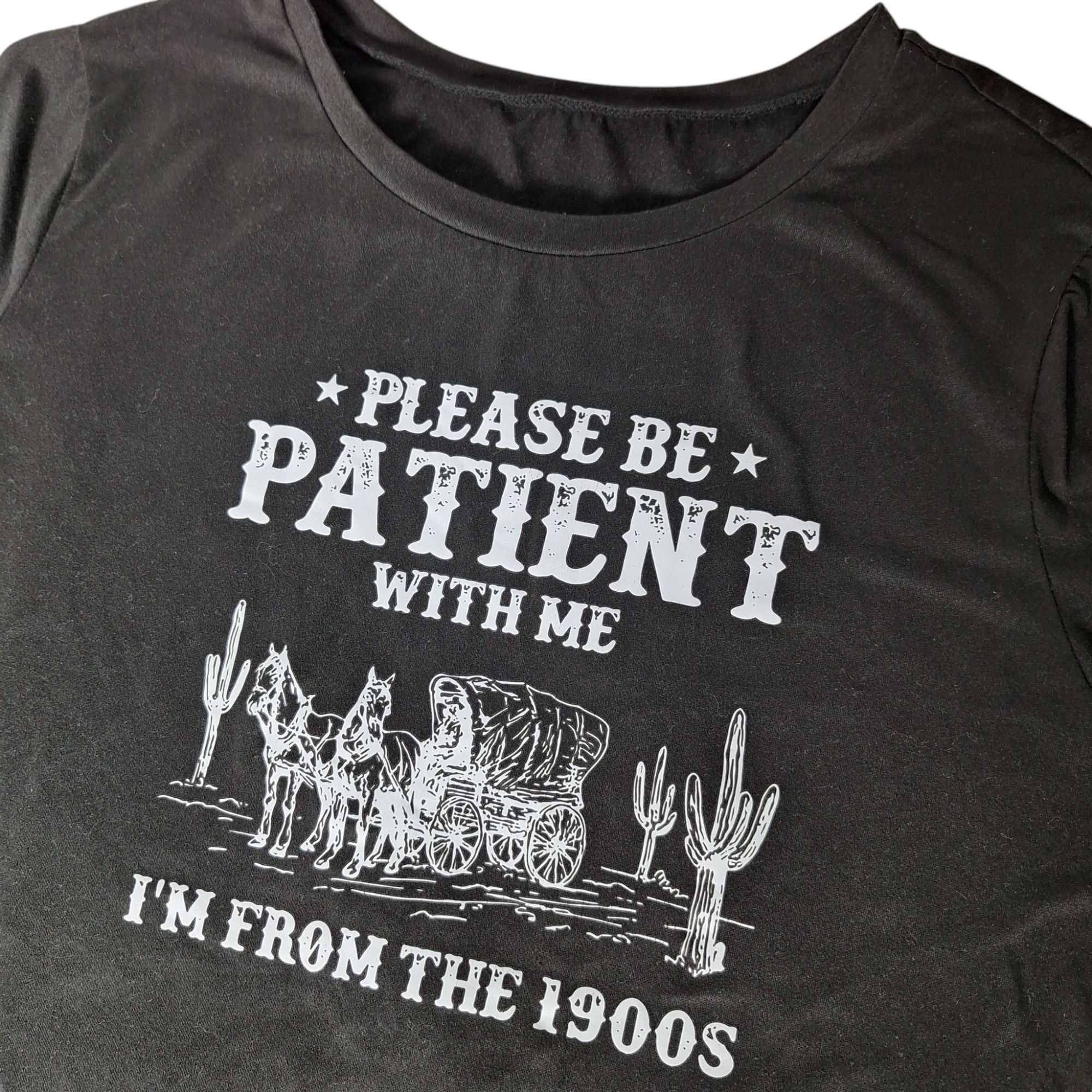 Shein SHEIN Graphic Tee Black Horse Wagon Western Retro Humor 1900 Size XXL / US 16-18 / IT 52-54 - 1 Thumbnail