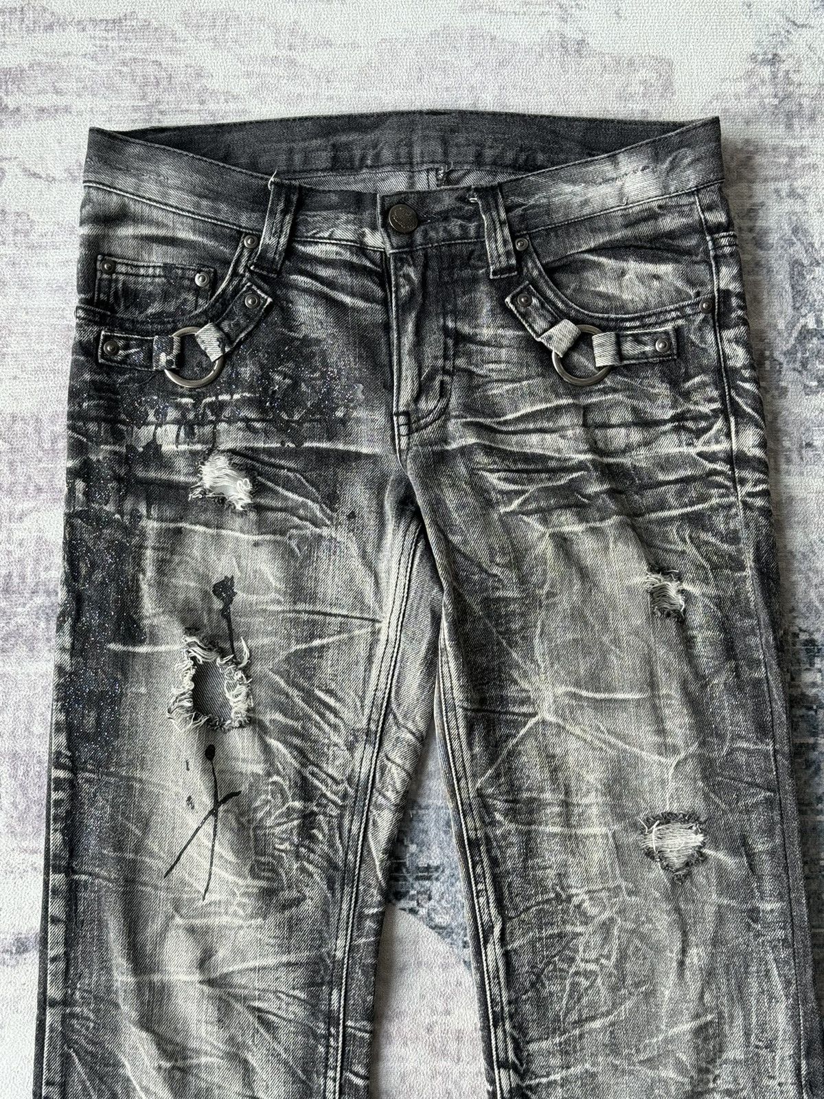 Japanese Brand × Tornado Mart × Vintage Vintage Agate Splash Tactical Flared Denim / GOA Style Size US 33 - 3 Thumbnail