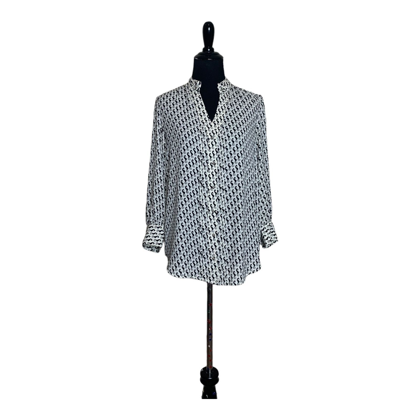 Anthropologie Moulinette Soeurs seahorse print button down blouse size 2 Size XS / US 0-2 / IT 36-38 - 12 Thumbnail