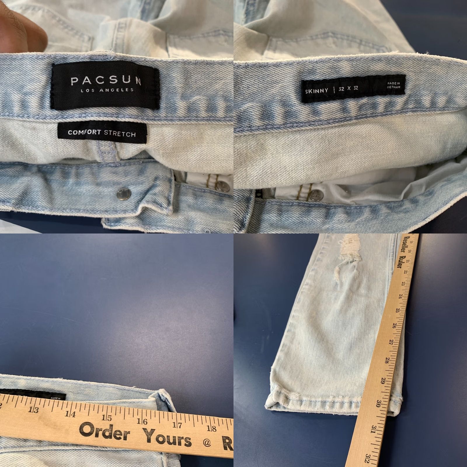 Pacsun PacSun Jeans Mens Size 32x32 Fits 32x30 Distressed Denim Comfort Stretch Skinny Size US 32 / EU 48 - 9 Thumbnail