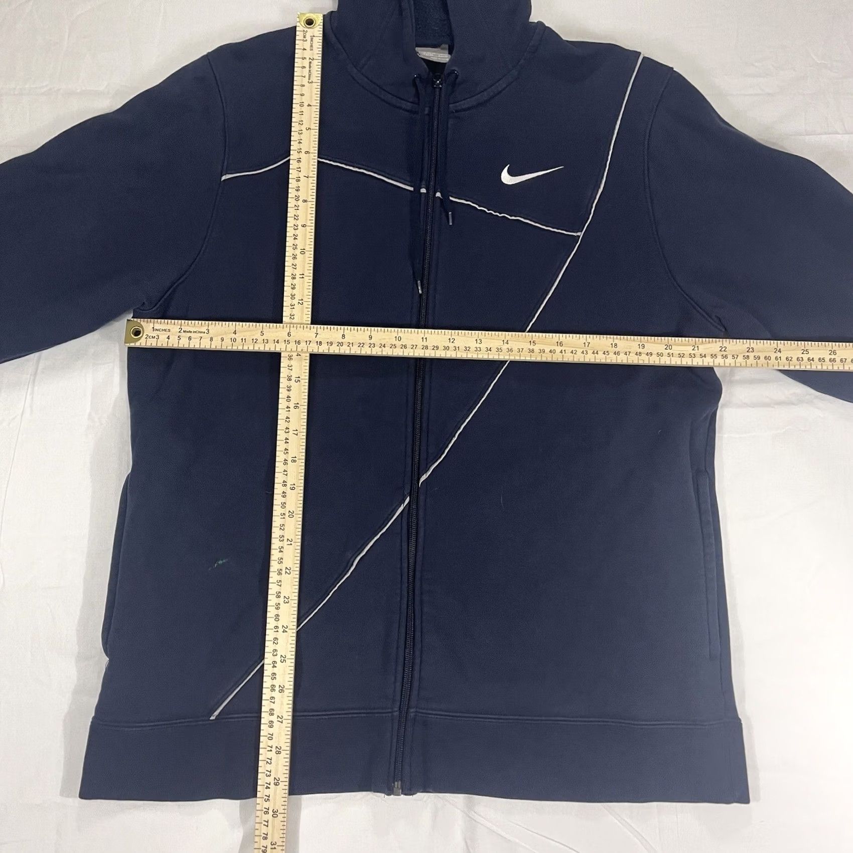 Nike VINTAGE Nike Full Zip Sweatshirt Hoodie L Navy Blue White Size US L / EU 52-54 / 3 - 3 Thumbnail