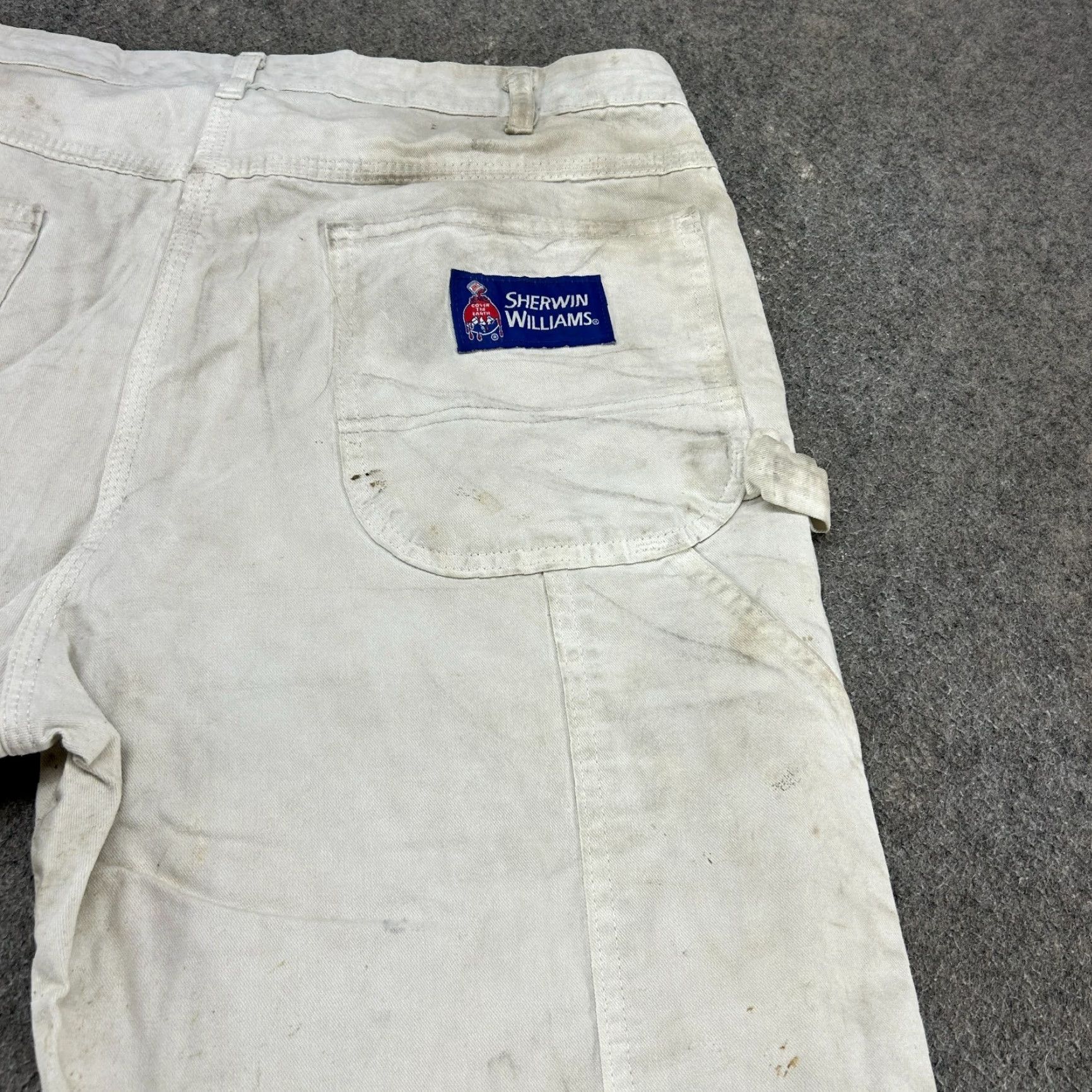 Dickies VINTAGE Dickies Pants Mens Regular 36x34 White Canvas Carpenter Workwear Distressed 5-Pocket Straight Inseam 34 Retro Size US 36 / EU 52 - 4 Thumbnail