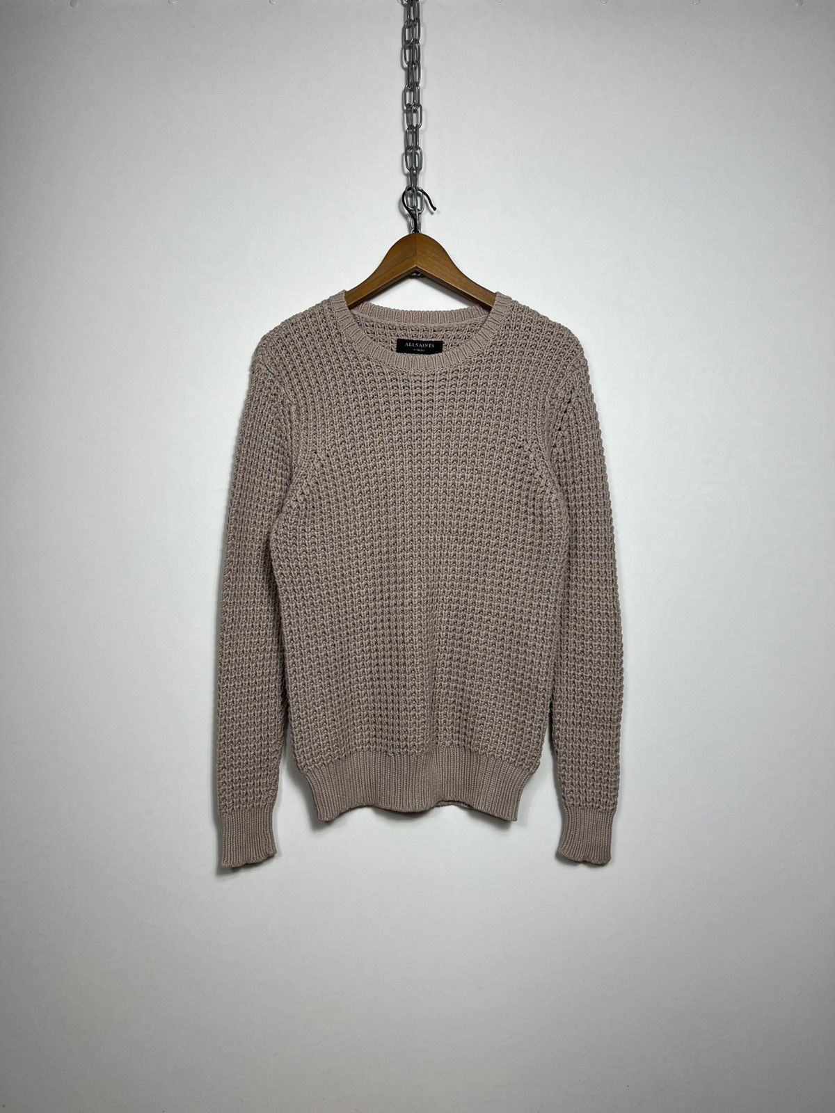 Allsaints Allsaints Light Brown Rok Crew Cable Knit Sweater Size US S / EU 44-46 / 1 - 1 Thumbnail