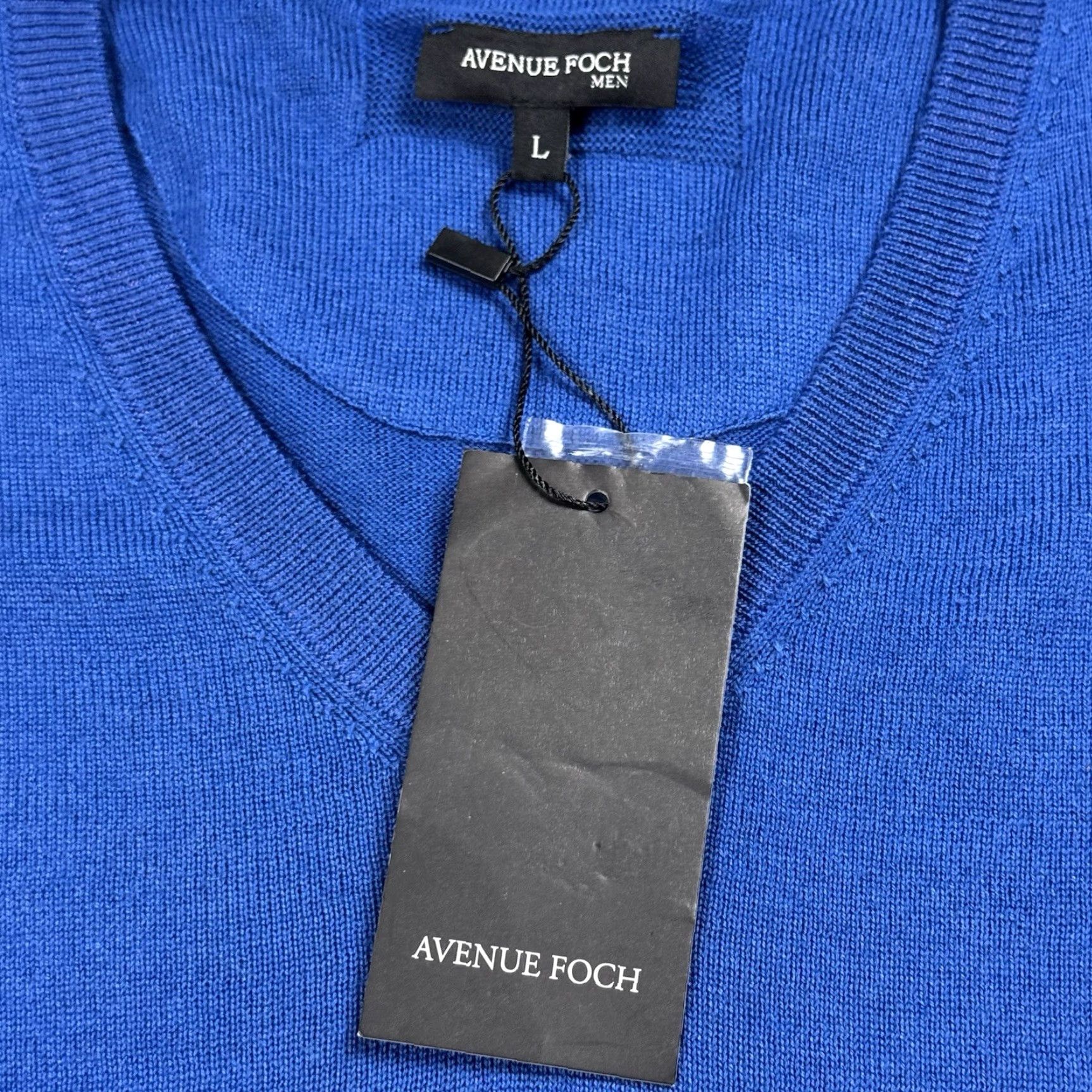 Avenue AVENUE FOCH Merino Wool Pullover Sweater V-Neck Blue Large Mens Classic Preppy Size US L / EU 52-54 / 3 - 2 Thumbnail