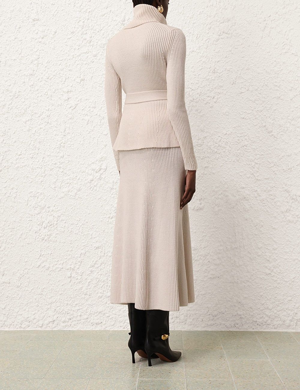 Zimmermann oc11z0825 Illustration Peplum Sweater in Cream Size L / US 10 / IT 46 - 4 Thumbnail