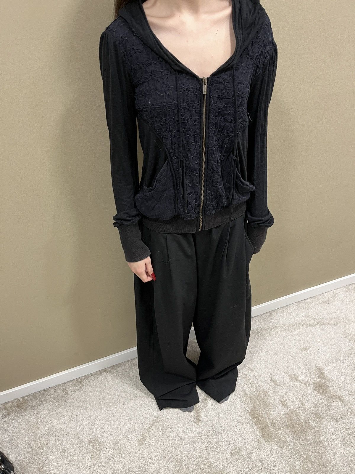 Jean Paul Gaultier Jean Paul Gaultier Textured Lace Structure Zip Hoodie Size L / US 10 / IT 46 - 14 Thumbnail
