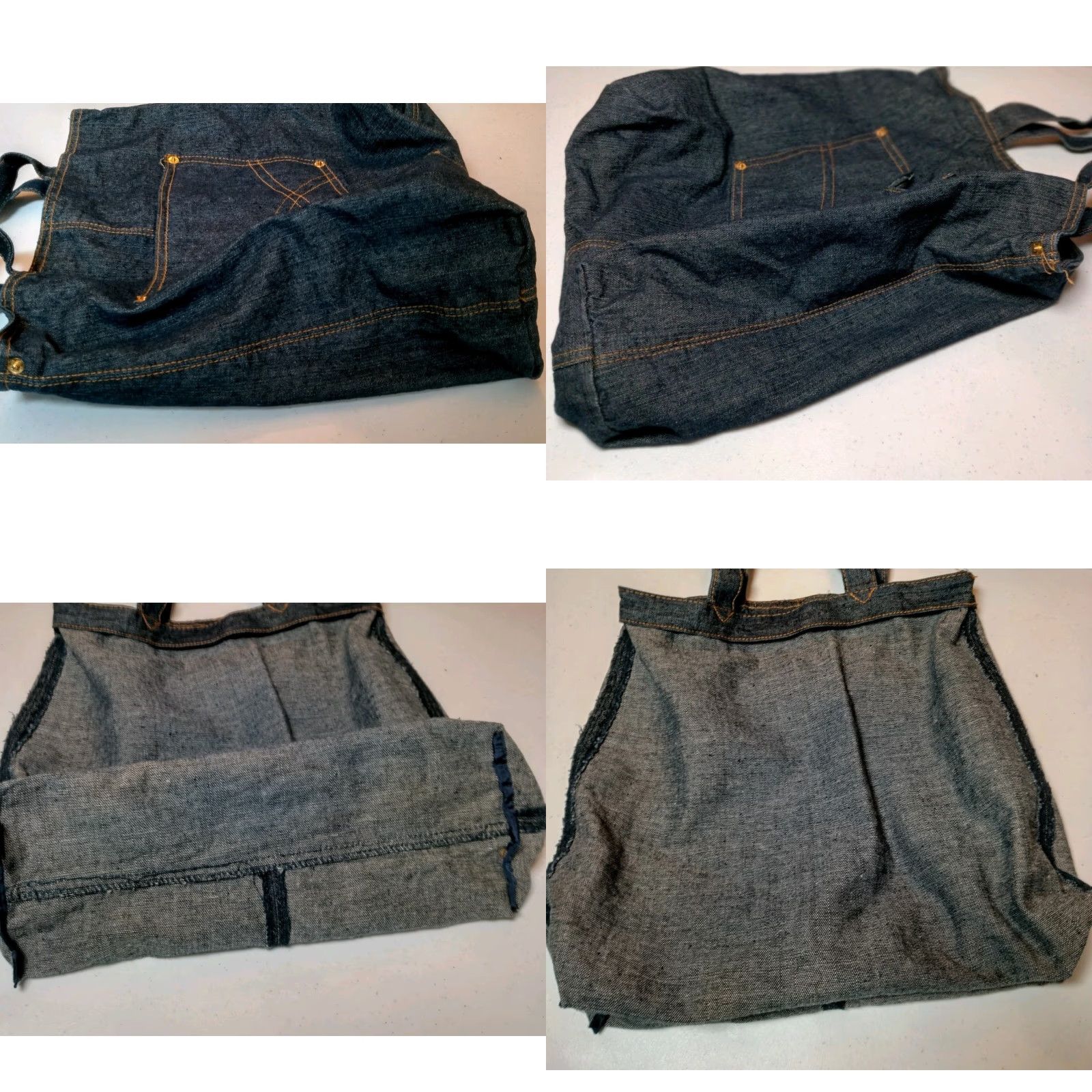 Market Blue Jean Denim Tote Bag Dark Wash Cotton Shopping Market Classic Retro Indigo Size 32" / US 10 / IT 46 - 8 Thumbnail